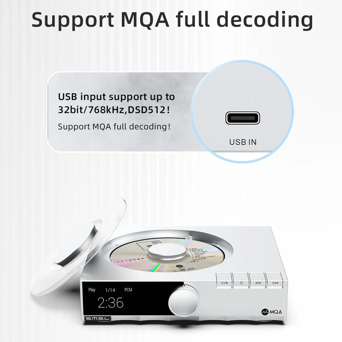 S.M.S.L PL200T MQA-CD cyfrowy transfer potrójna moc, antywibracyjny 32 bit/768kHz DSD512 zegar IO 44.1kHz/10MHz Odtwarzacz CD MQA