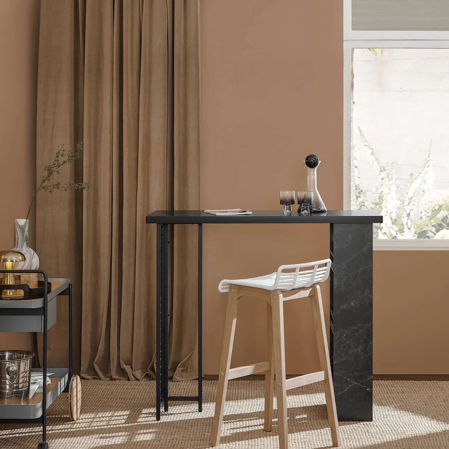 SoBuy FWT100-SCH Stolik Barowy Wysoki 120x105x50cm imitacja marmuru
