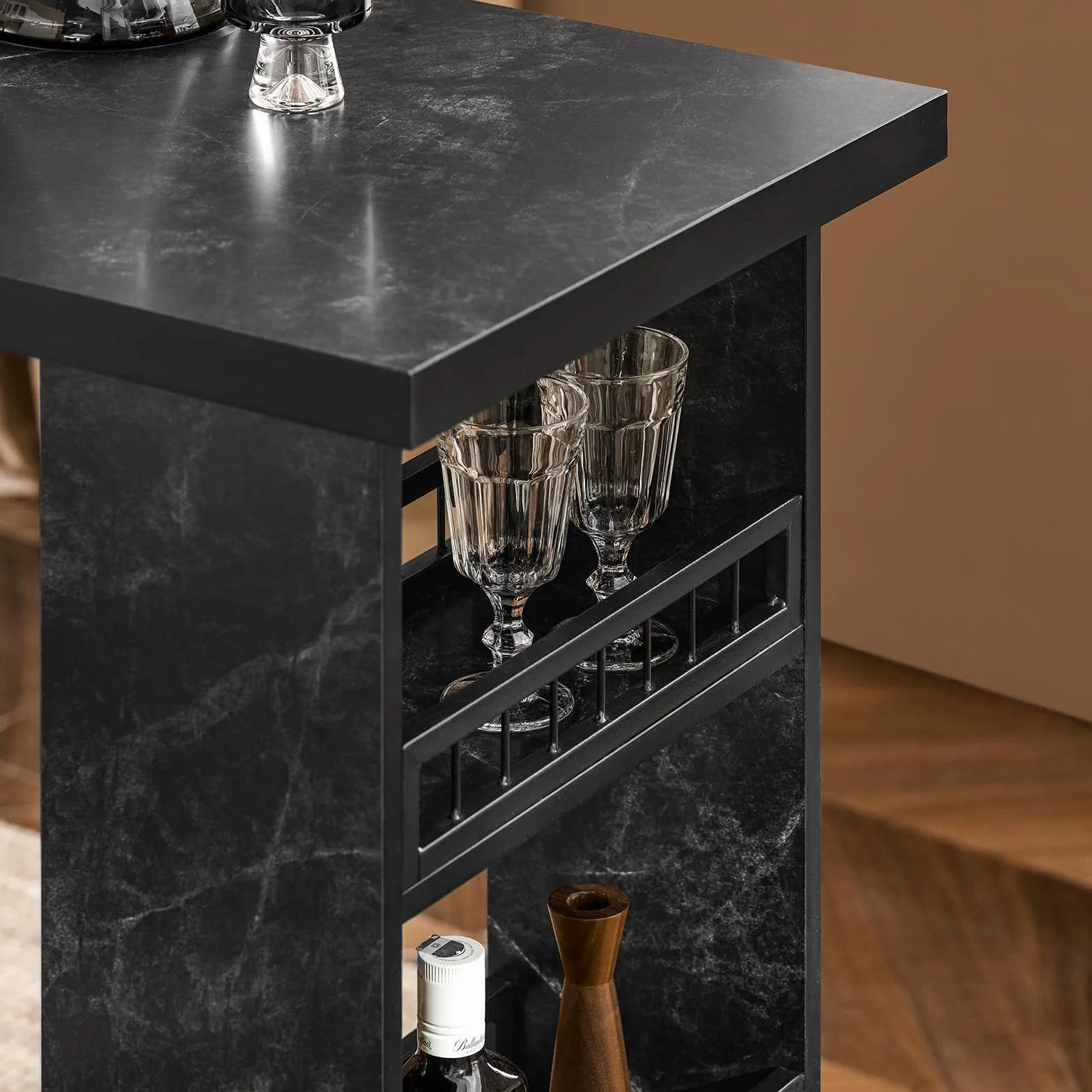 SoBuy FWT100-SCH Stolik Barowy Wysoki 120x105x50cm imitacja marmuru