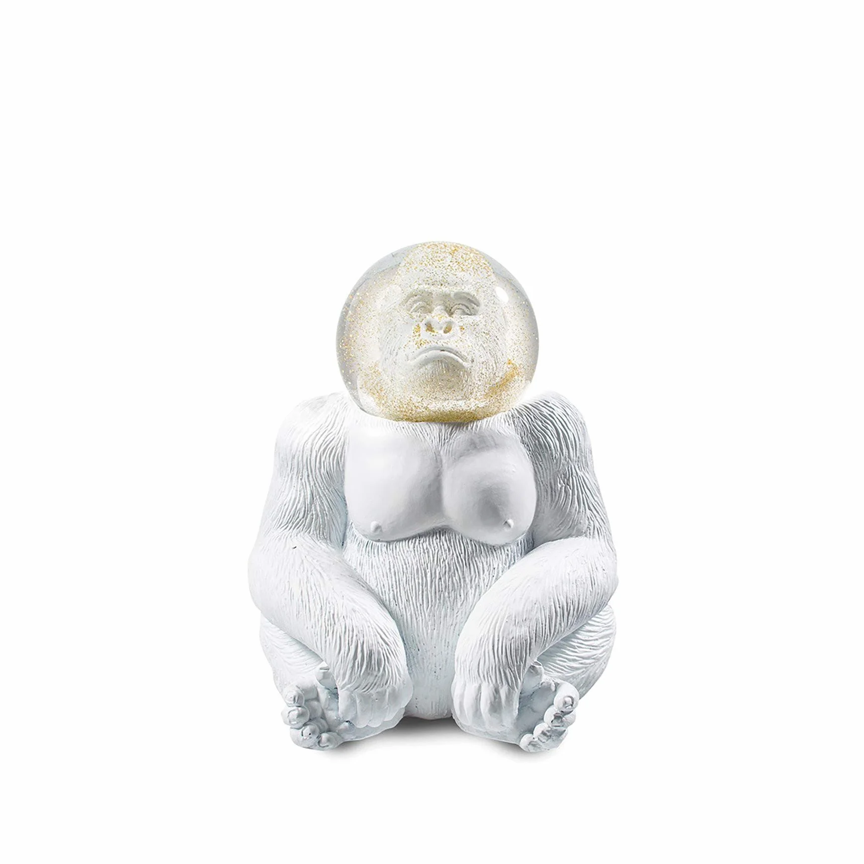 Donkey Products Summerglobe The Gorilla Glitzerkugel Dekokugel Glas/Polyresin Weiß/Goldfarben H 15 cm