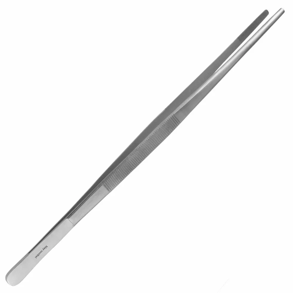 May Zestaw 10 x uniwersalna pęseta 30 cm pęseta do gospodarstwa domowego prosta okrągła końcówka rowkowana wewnątrz stal szlachetna