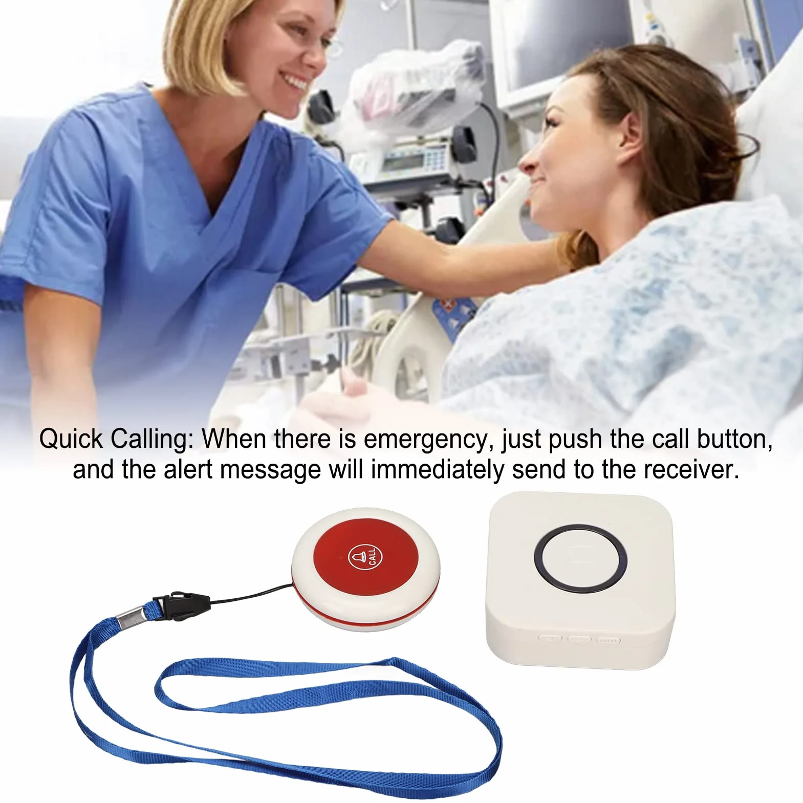 Caregiver Pager Wireless, Caregiver Call Button Systems For Seniors, Fall Alert Devices For Seniors, Help Buttons With Necklace, 38 Music 4 Level Volume