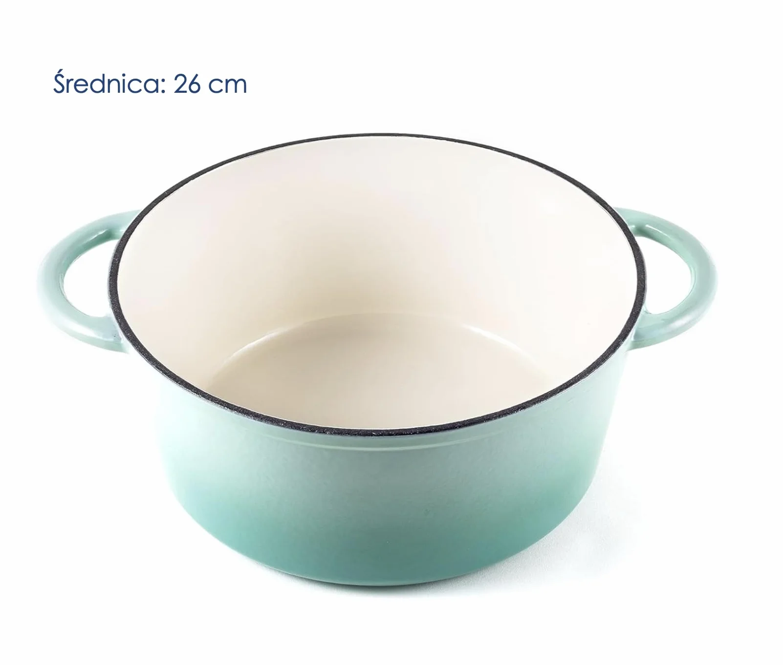 Hanseküche Żeliwny garnek emaliowany, 26 cm, 4,7 l – wysokiej jakości garnek do pieczenia chleba, brytfanna z pokrywką, garnek do gotowania, garnek do smażenia, garnek do duszenia (miętowy)