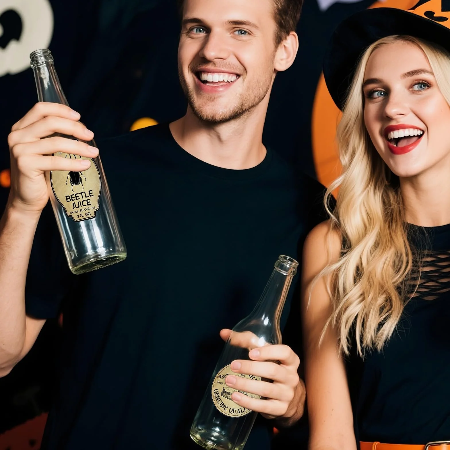 36 sztuk etykiet na butelki wina na Halloween, 12 stylów, brązowe naklejki na butelki wina, szampana, naklejki na Halloween, 36 sztuk