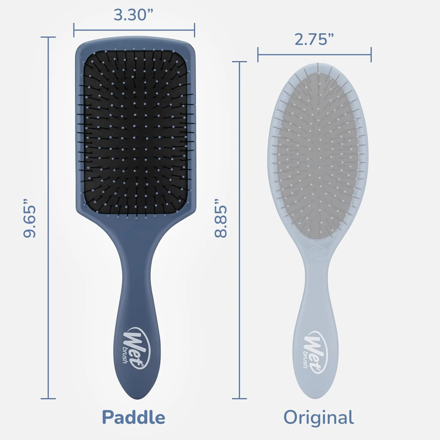 WetBrush Paddle Detangler with HeatFlex Bristles and Aquavents to Help Drying, Wider Surface Area Detangles in Less time, Detangles Hair with Ease, Suitable for All Hair Types, Elemental Blue