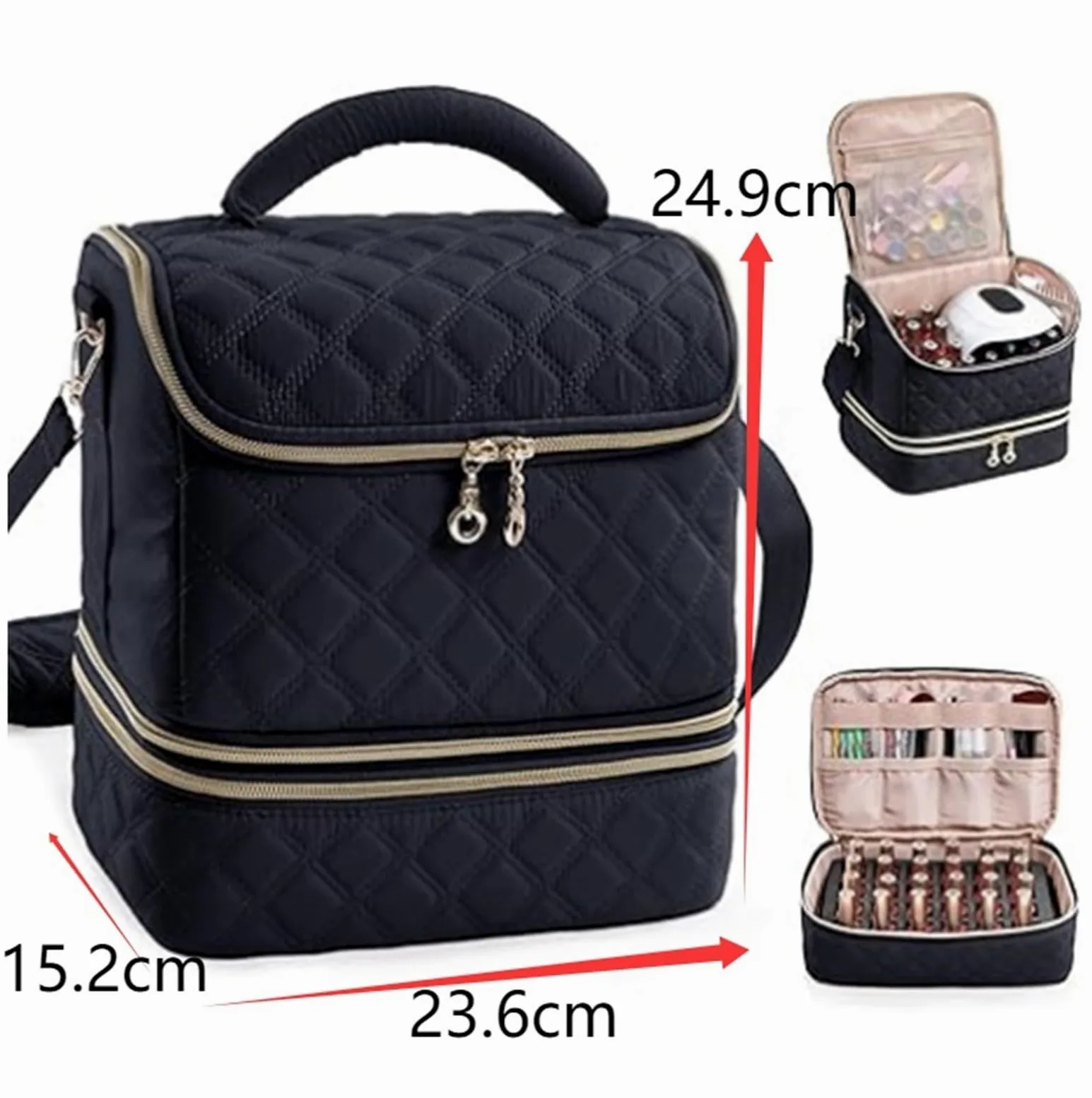 Organizer Lakiery Paznokci Etui Na Organizer Do Lakierów Paznokci, Mieszczące 48 Butelek, Woreczek Narzędzia Manicure Składowanie(Black)