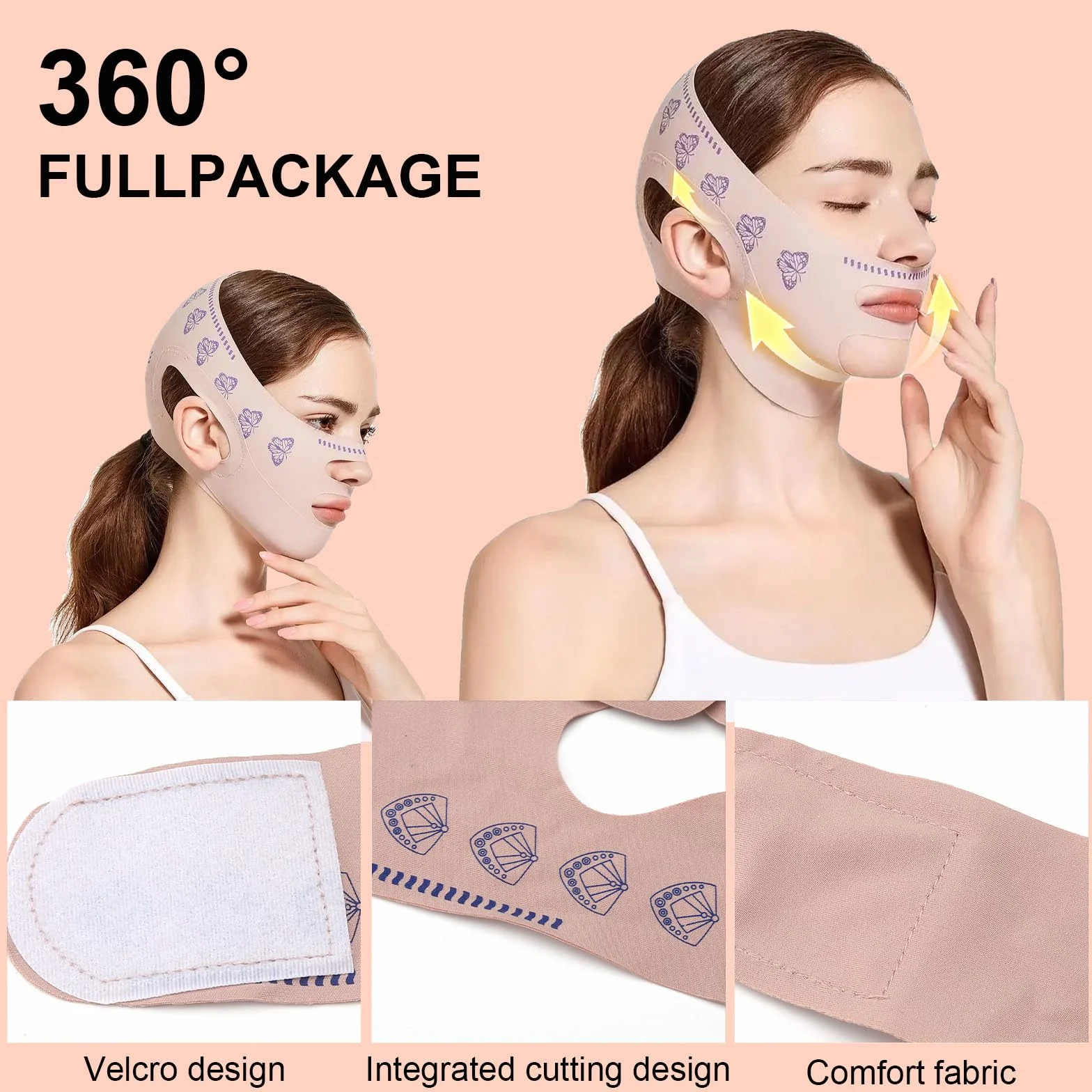 V Maseczki na twarz, Beauty Face Sculpting Sleep Mask V Line Lifting Maska Wielokrotnego użytku Reduktor podwójnego podbródka Pas na szczupłość twarzy na poprawę luźnej skóry twarzy Poprawa morfologii
