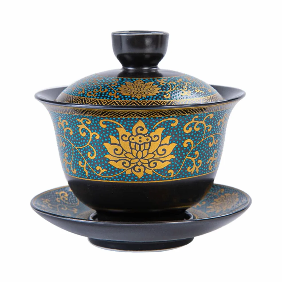 Chińska terryna Kung Fu - Filiżanka do herbaty Ceramiczna Kwiaty - Miska do herbaty Chińskie podgrzewanie