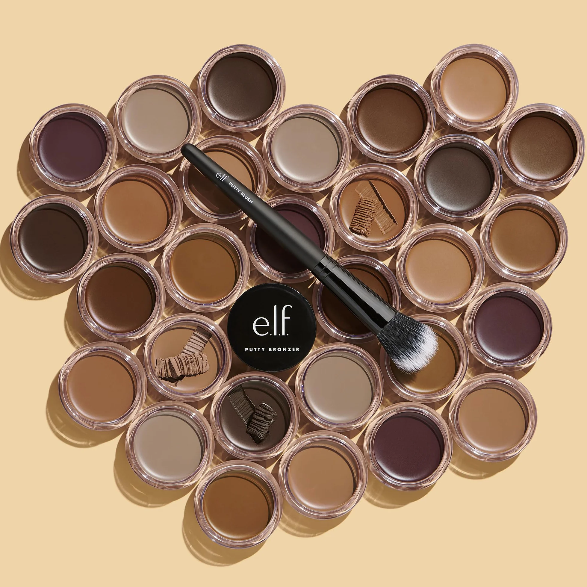 e.l.f. Putty Bronzer, kremowa i wysoko pigmentowana formuła, zapewnia długotrwały opalony połysk, z olejkiem arganowym i witaminą E, Tan Lines, 10 g