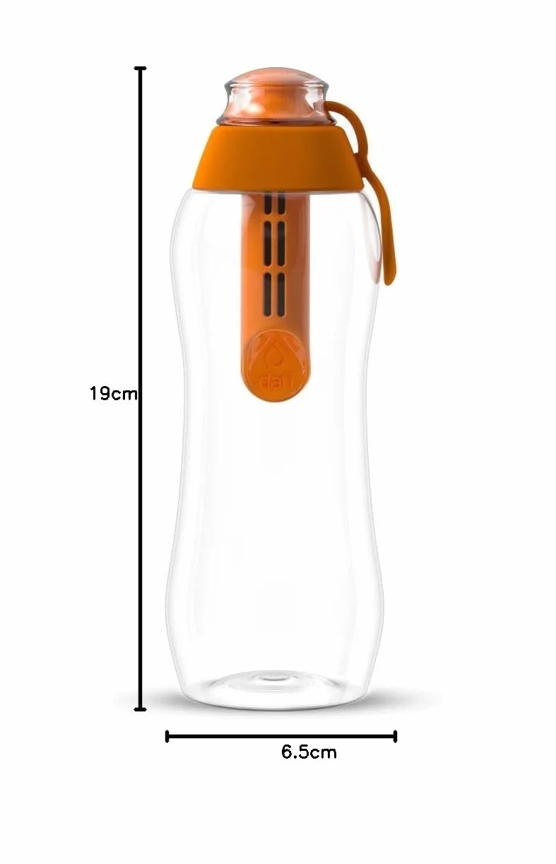 DAFI Butelka filtrująca Soft 300 ml Pomarańczowa z filtrem węglowym Bez BPA