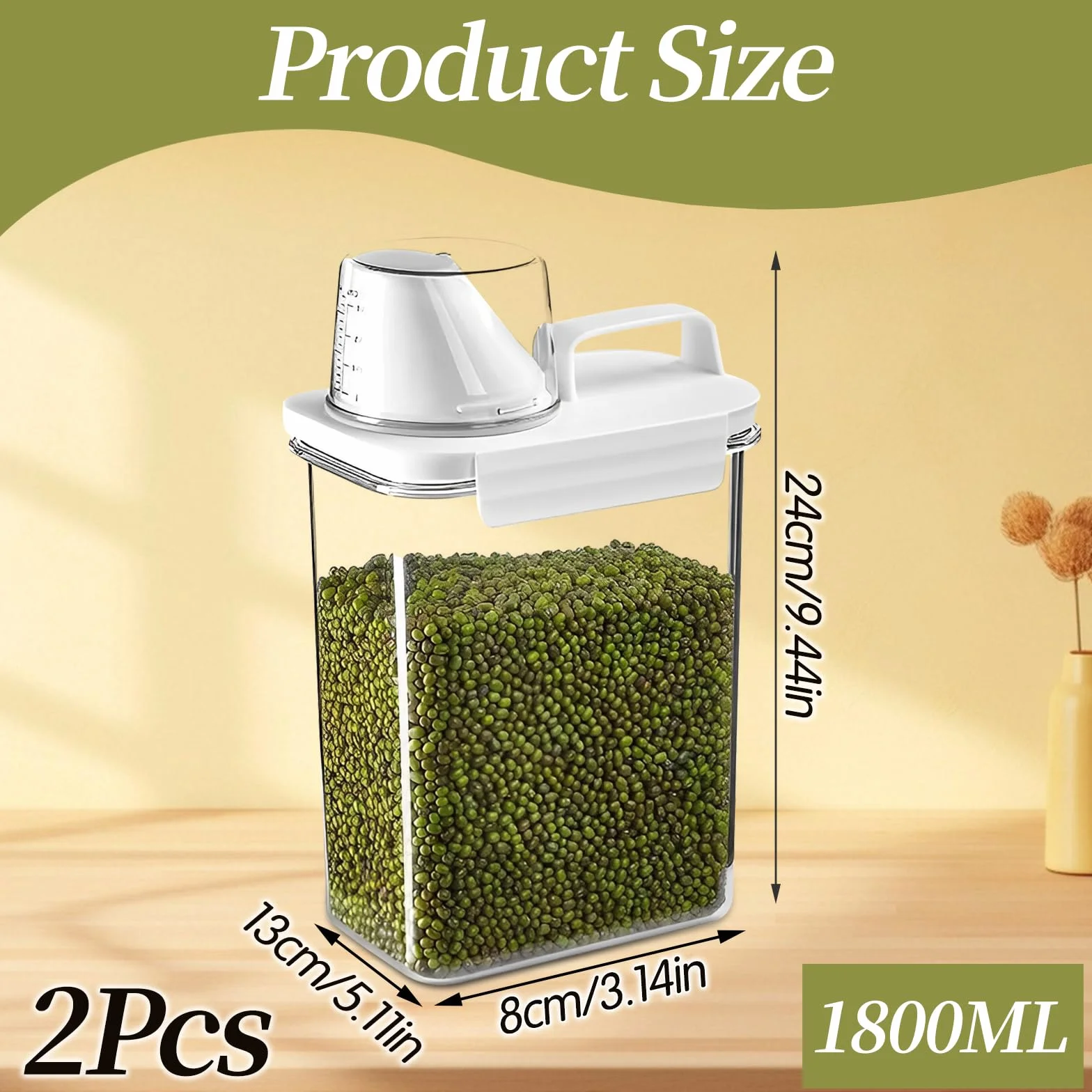 Pojemnik na proszek do prania 1800 ml z miarką 2 sztuki