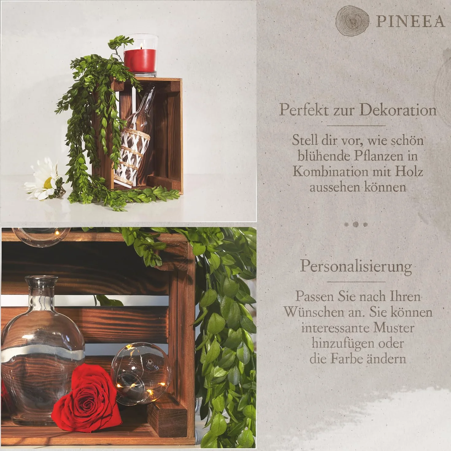 Naturalna Drewniana Skrzynka Vintage 30x20x15cm Dekoracyjny Pojemnik Na Wino Na Owoce