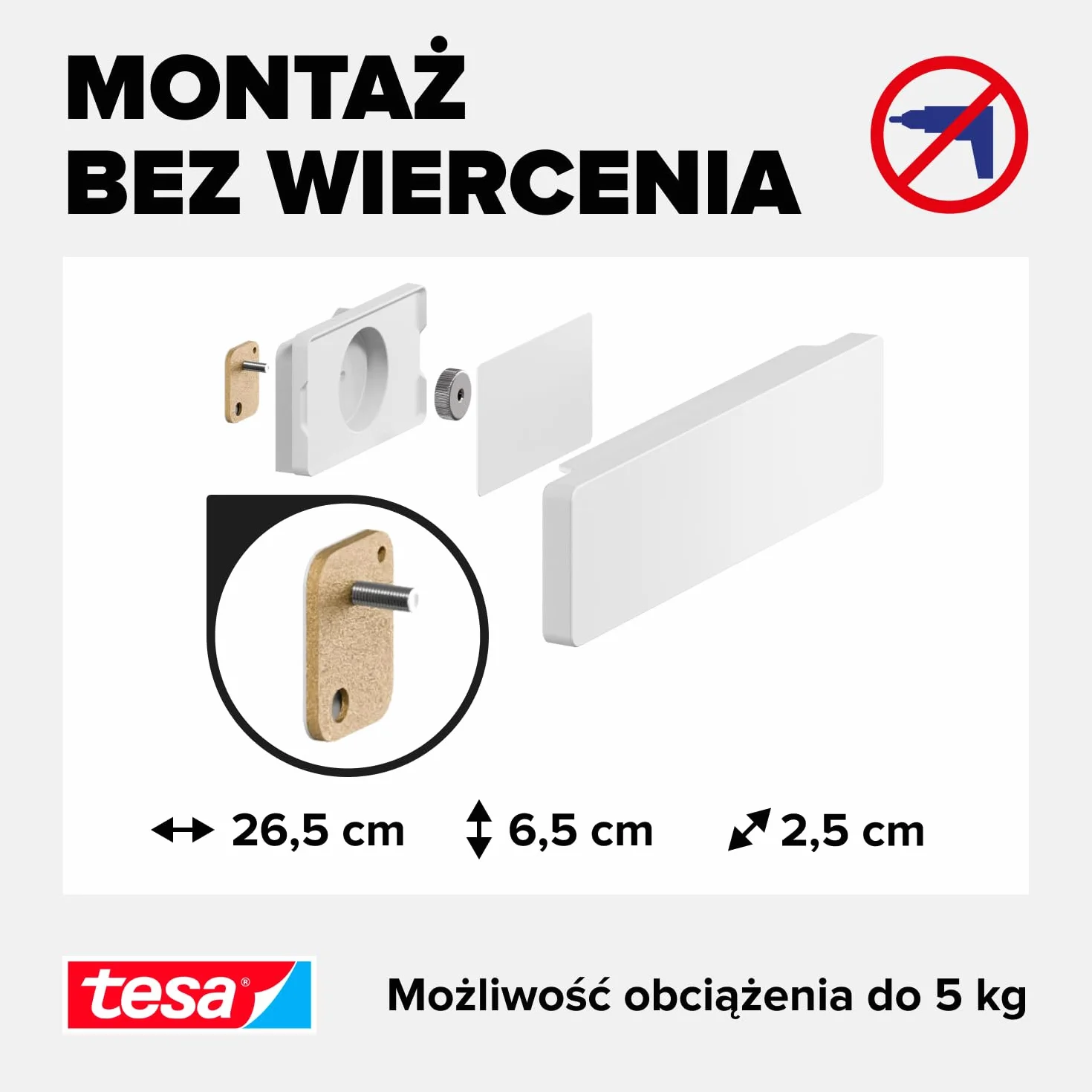 tesa magnetyczny stojak na noże samoprzylepny uchwyt biały