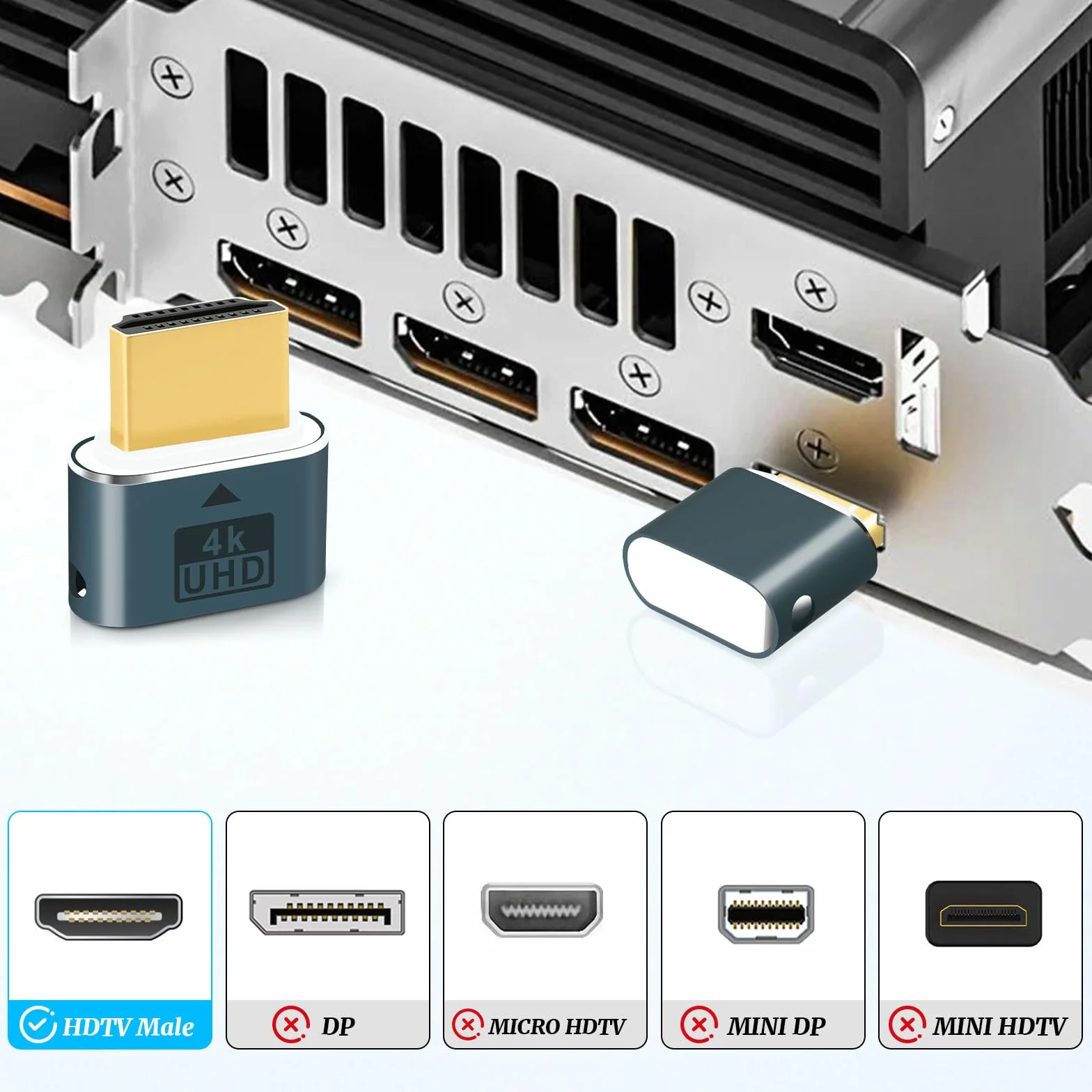 HDMI Dummy Plug, HDMI Dongle Virtual Monitor Display Emulator 4K 60 Hz do Windows Mac OSX Linux (z oświetleniem wskazującym)
