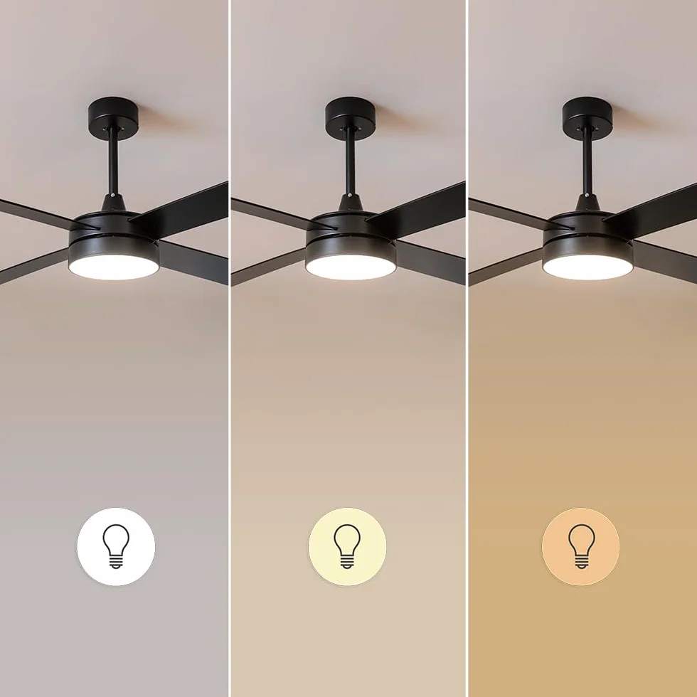 Cecotec Wentylator sufitowy EnergySilence Aero 5200 Black Line 60 W 52” z oświetleniem LED, pilotem, 3 prędkościami, 4 łopatkami i trybem zima-lato.