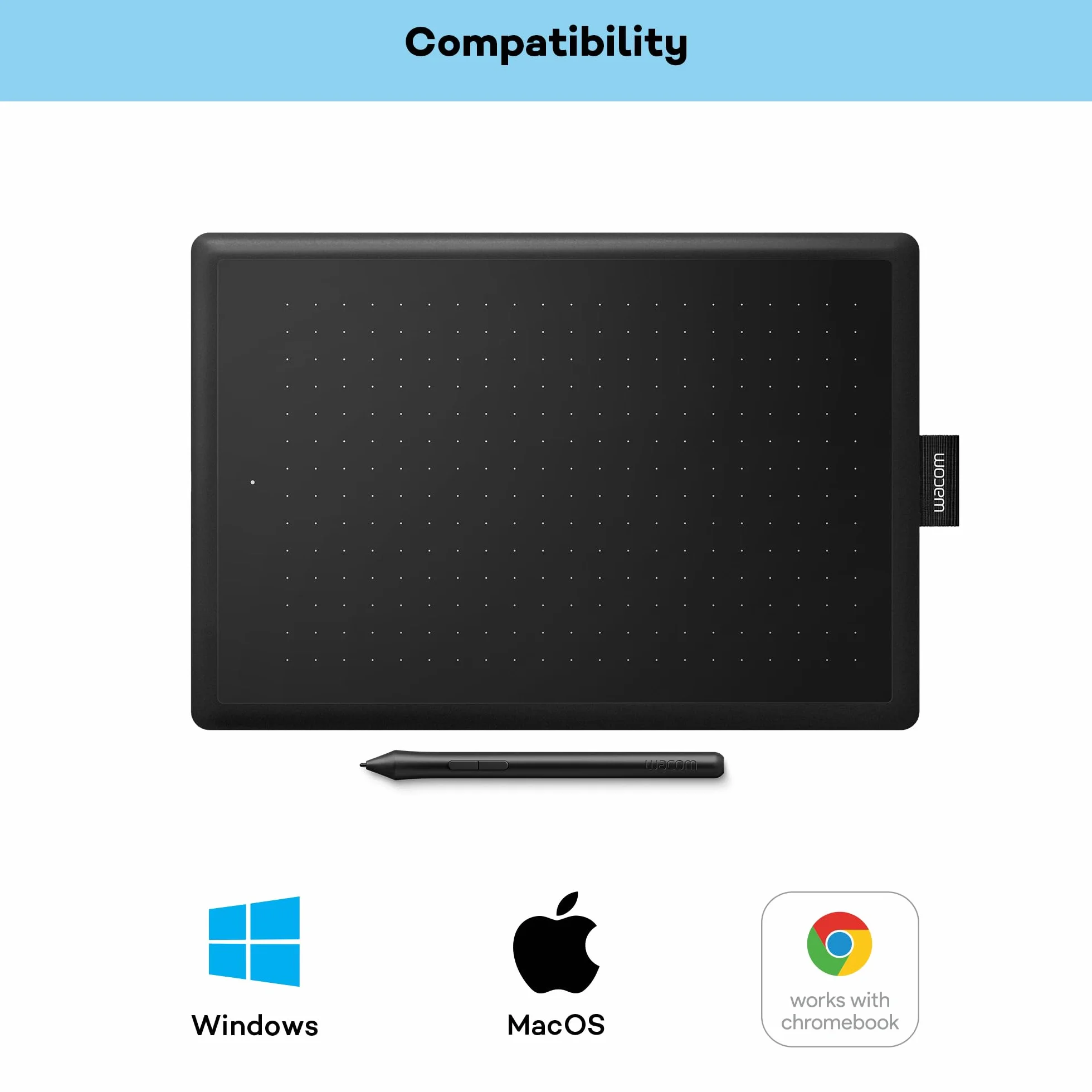 Wacom One by Wacom tablet z rysikiem wrażliwym na nacisk, Odpowiedni dla Windows, Mac i Chromebook, Medium, Czarny/Czerwony