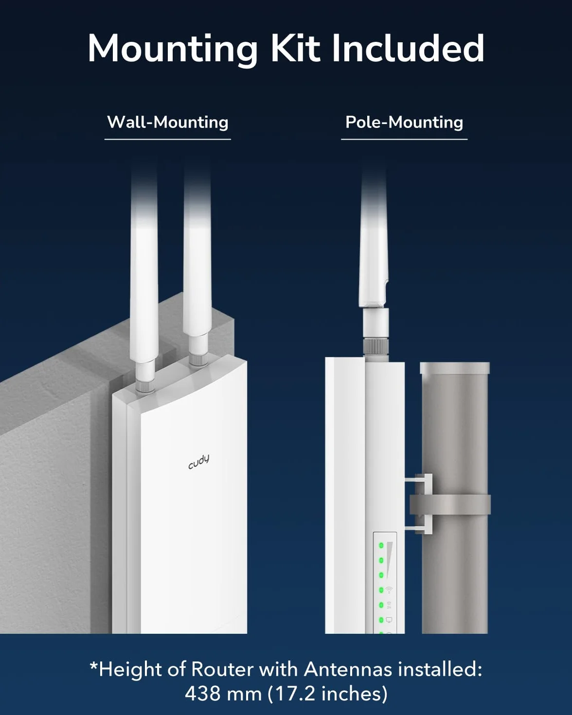 Cudy Zewnętrzny Punkt Dostępowy AC1200 Gigabit, Wzmacniacz WiFi, IP65, Gigabit RJ45, Beamforming, MU-MIMO, Adapter PoE w zestawie, AP1300 Outdoor