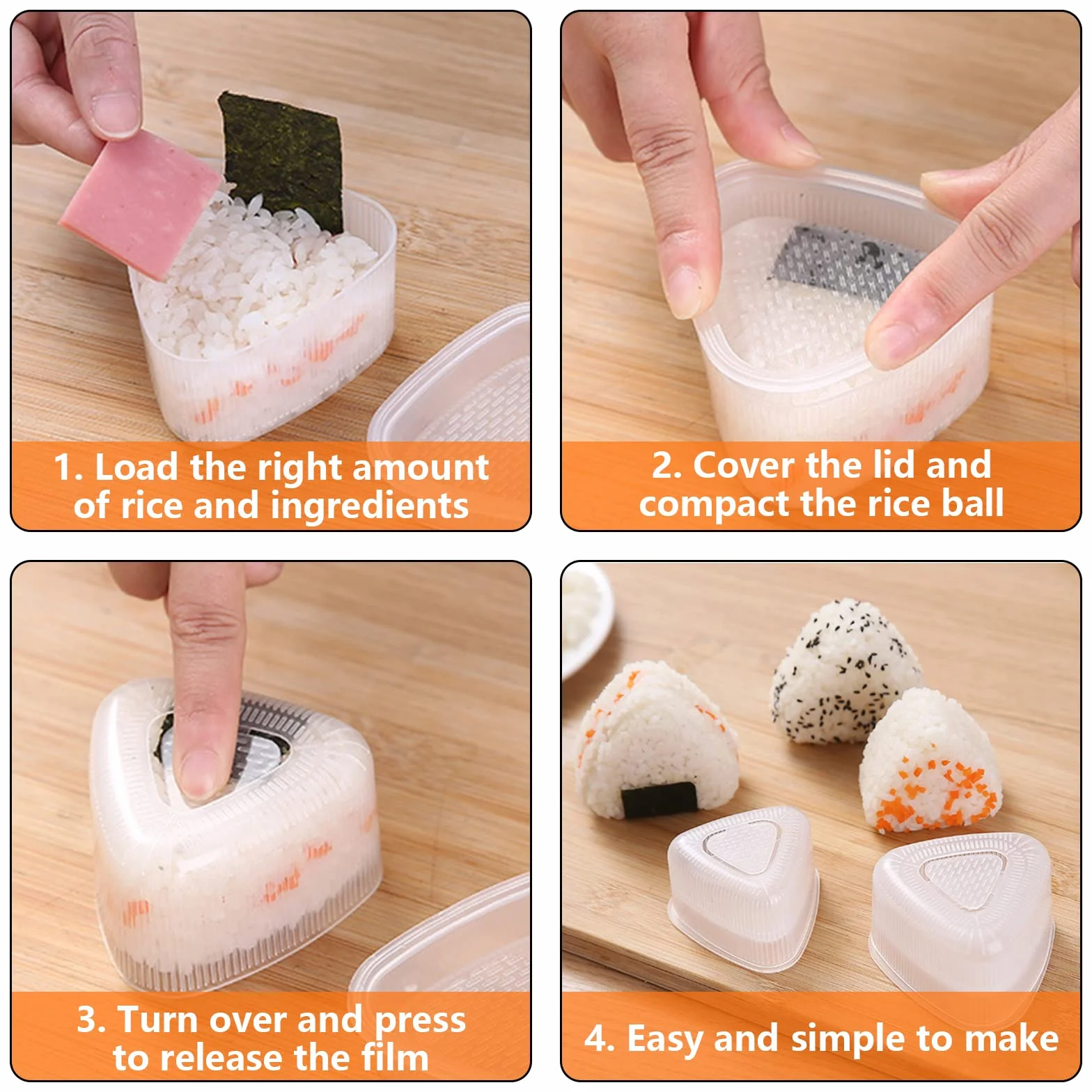 4 sztuki foremek do Onigiri trójkątna forma Onigiri Sushimaker może być używana do produkcji kulek ryżowych Sushi