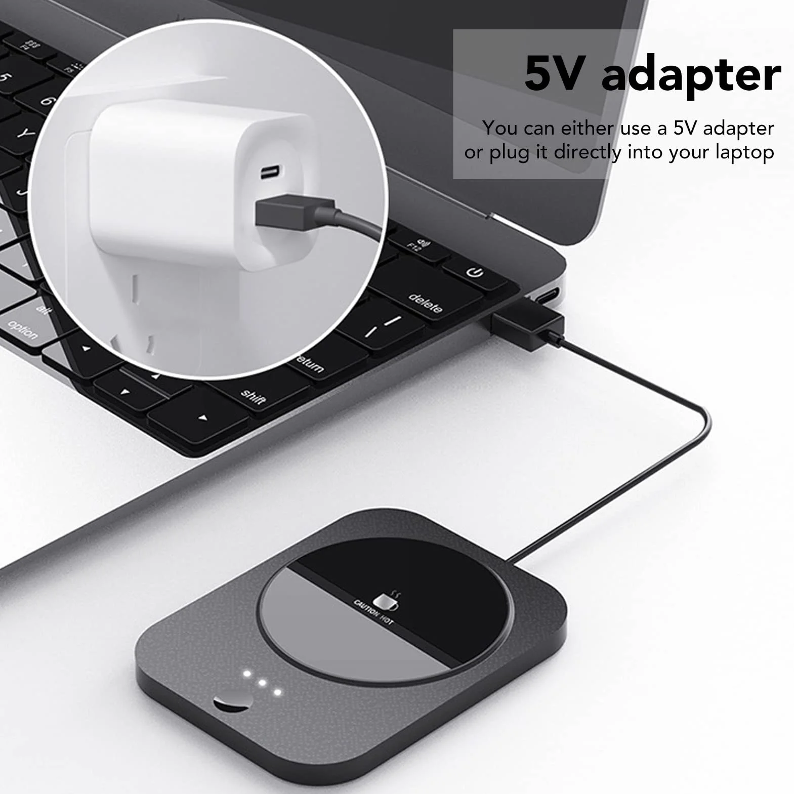 Podgrzewacz do Kawy USB 15W Czarny, Kontrola Temperatury, Automatyczne Wyłączenie, Wodoodporny
