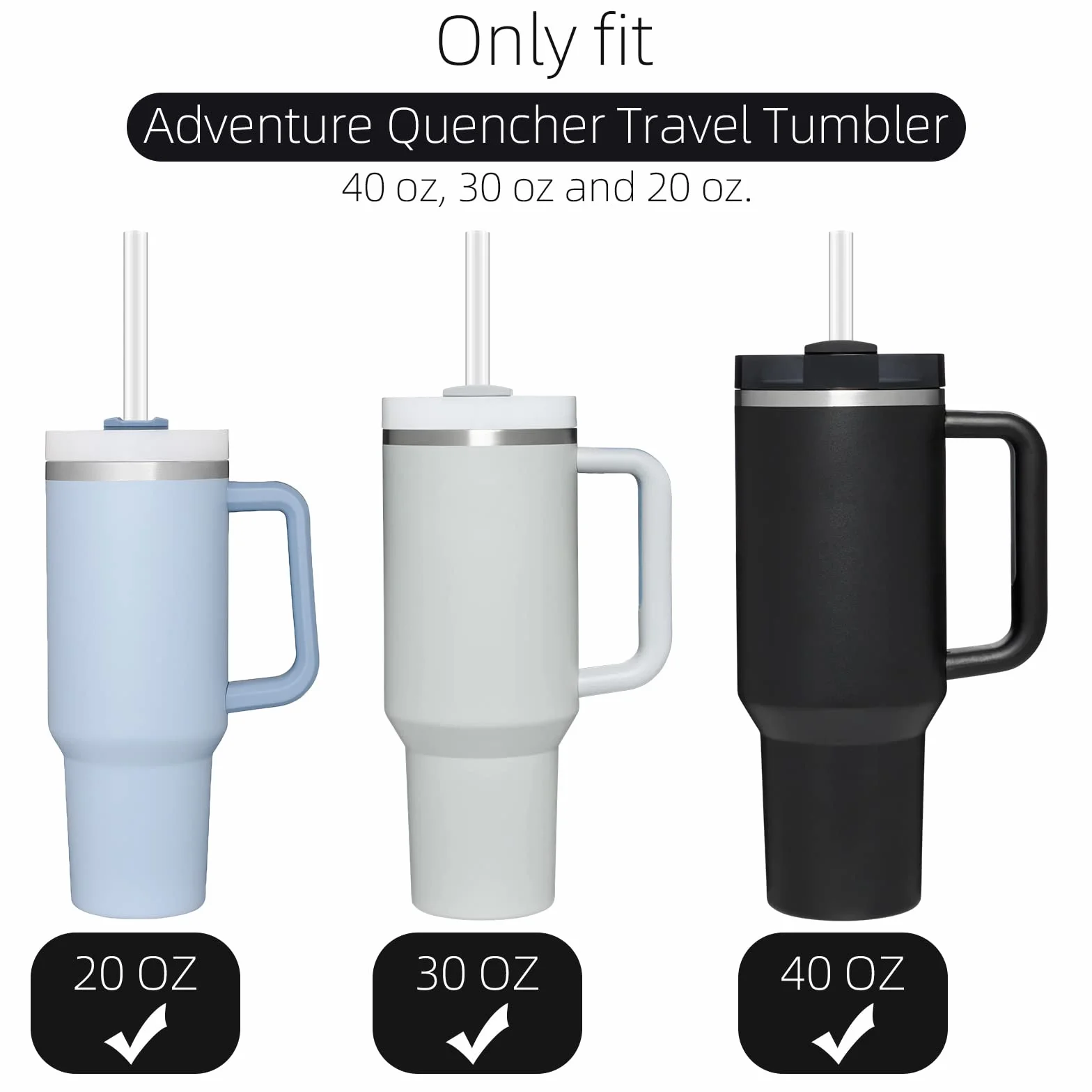 Stanley Adventure Travel Tumbler słomki plastikowe kompatybilne 20/30/40 oz przezroczyste ze szczotką do czyszczenia