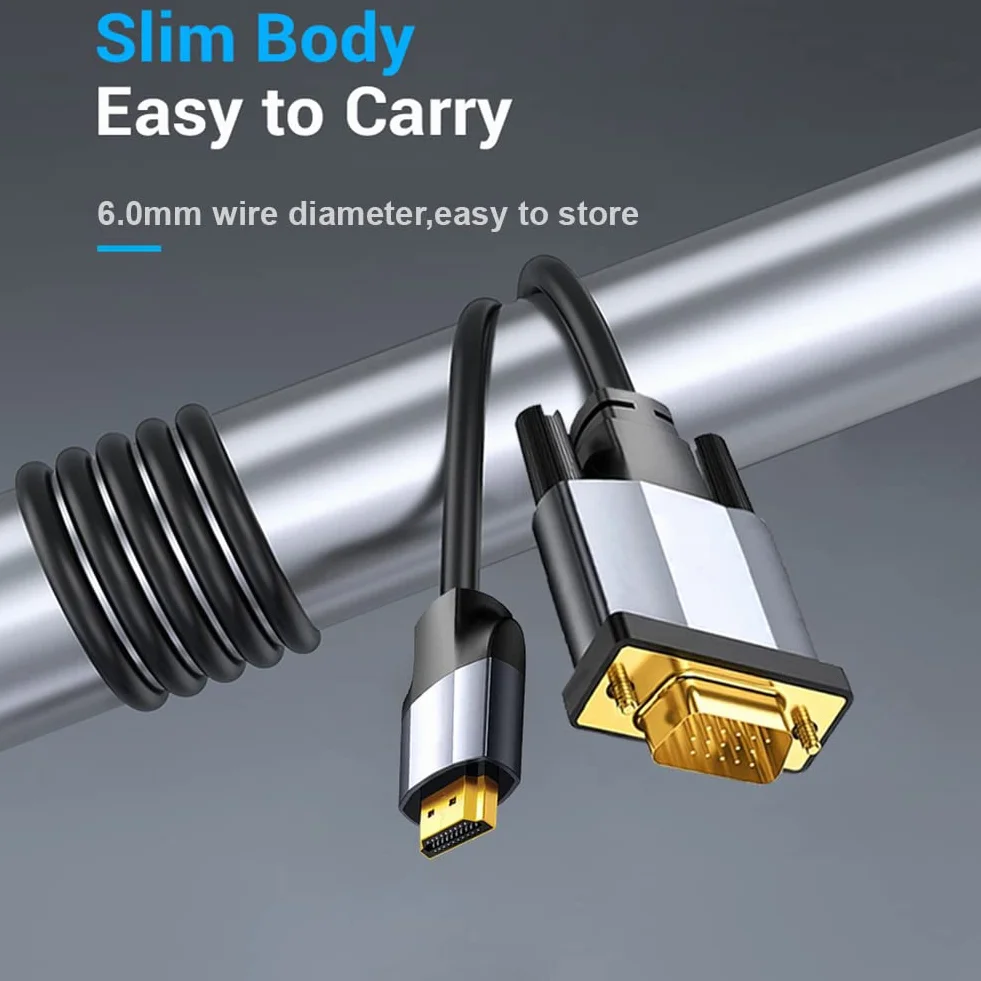 Kabel HDMI do VGA 1080p Full HD, wtyczka HDMI do wtyczki VGA, kompatybilny z komputerem stacjonarnym, laptopem, monitorem HDTV, Raspberry Pi Xbox TV