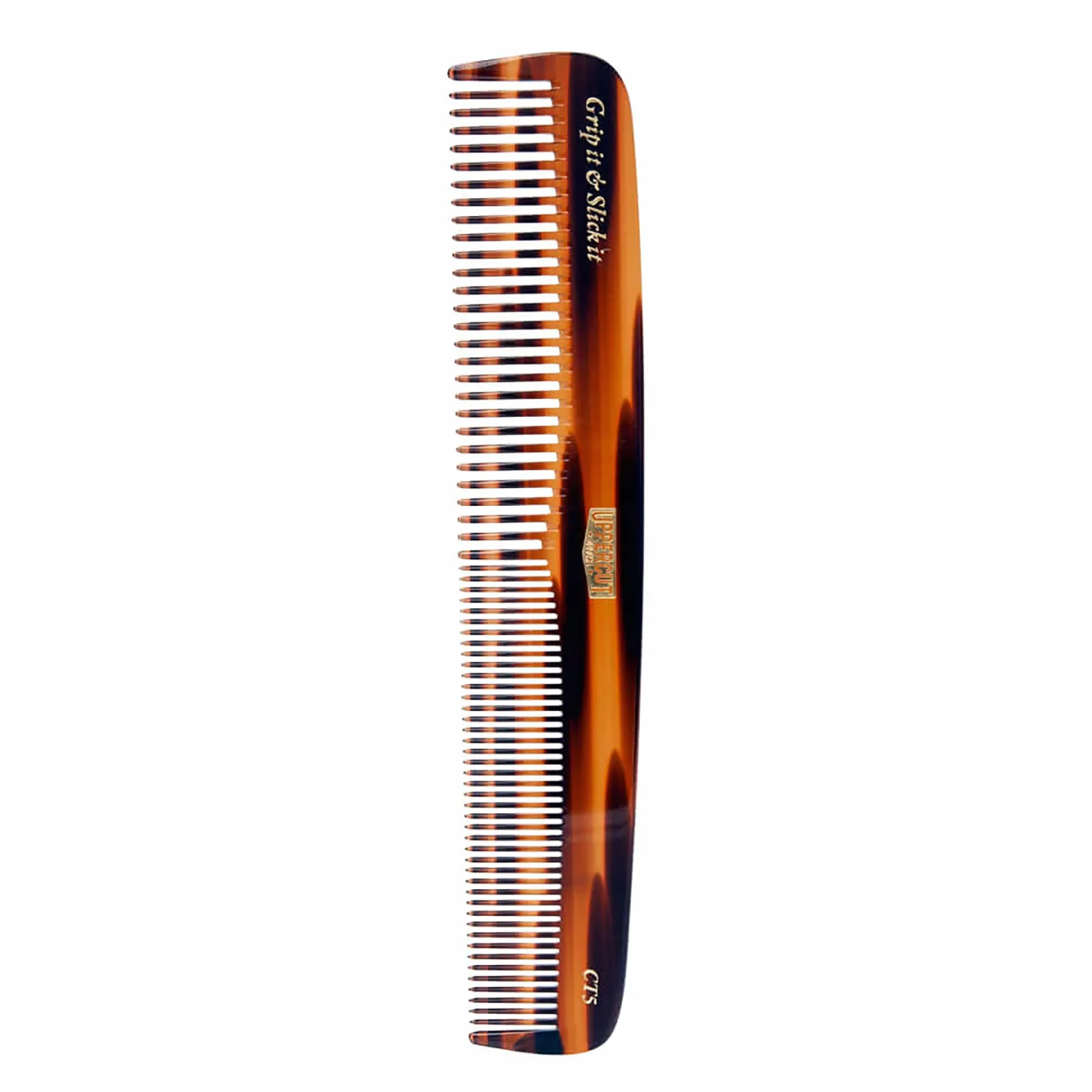 Uppercut Deluxe CT5 Tortoise Shell Comb, A Detangling Wide Tooth Comb with Two Different Teeth Widths, Ideal For Use With Long and Short Hair Styles