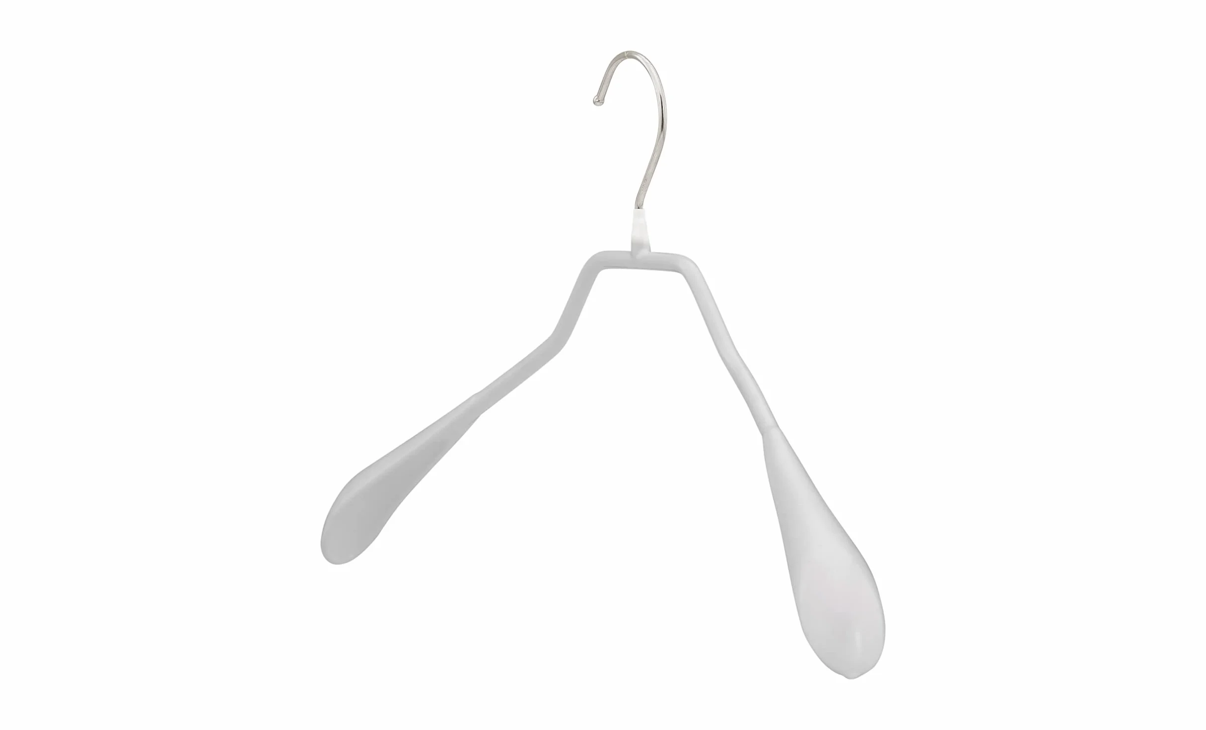 MAWA Wieszak na ubrania, 25 sztuk, metalowy wieszak na kurtki, płaszcze, blezery i kurtki, hak obracany o 360°, wysokiej jakości powłoka antypoślizgowa, szerokość 42 cm, biały