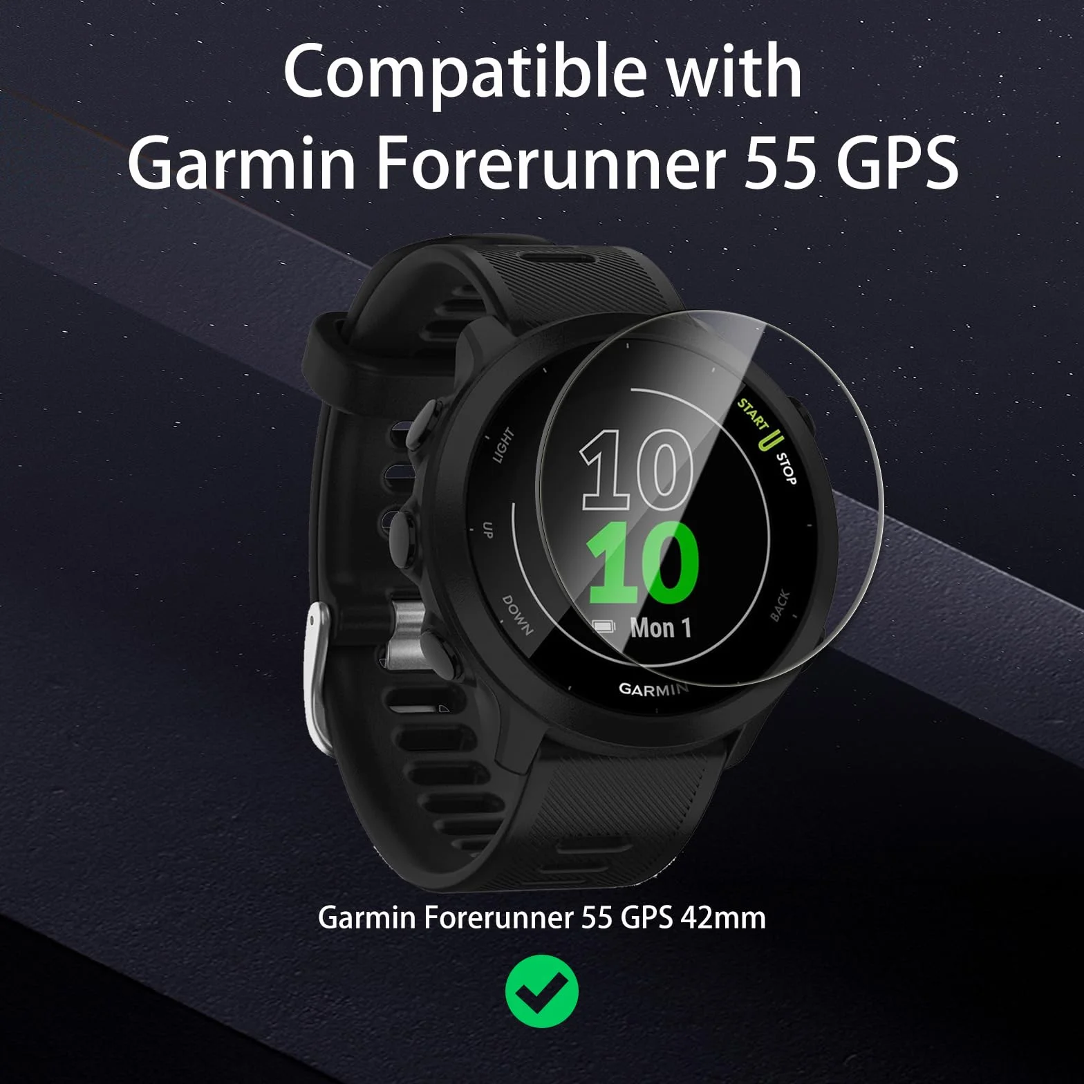 [4 sztuki] Szkło hartowane do Garmin Forerunner 55 GPS 42 mm, folia ochronna ekranu 10H, odporna na zarysowania, HD, bardzo odporna na wstrząsy osłona ekranu