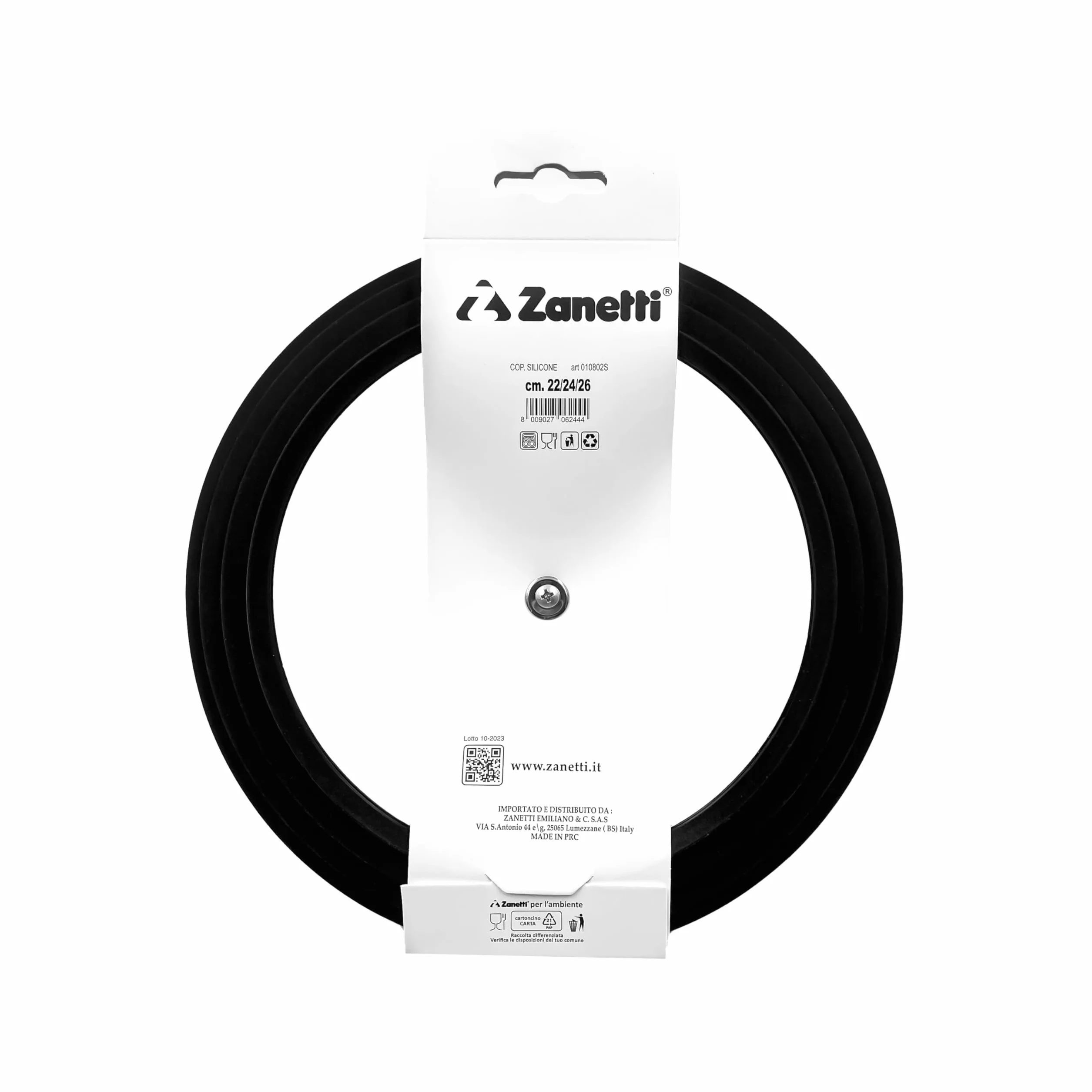 Zanetti, Uniwersalna pokrywka, szklana pokrywka do garnków i patelni, żaroodporna silikonowa krawędź, pasuje do średnicy 28 cm, 30 cm, 32 cm