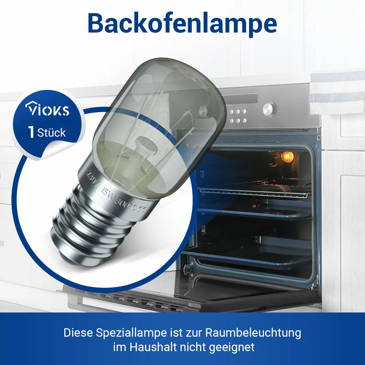 VIOKS Żarówka E14 15W 230V 300°C 22mm Ø48mm do piekarnika