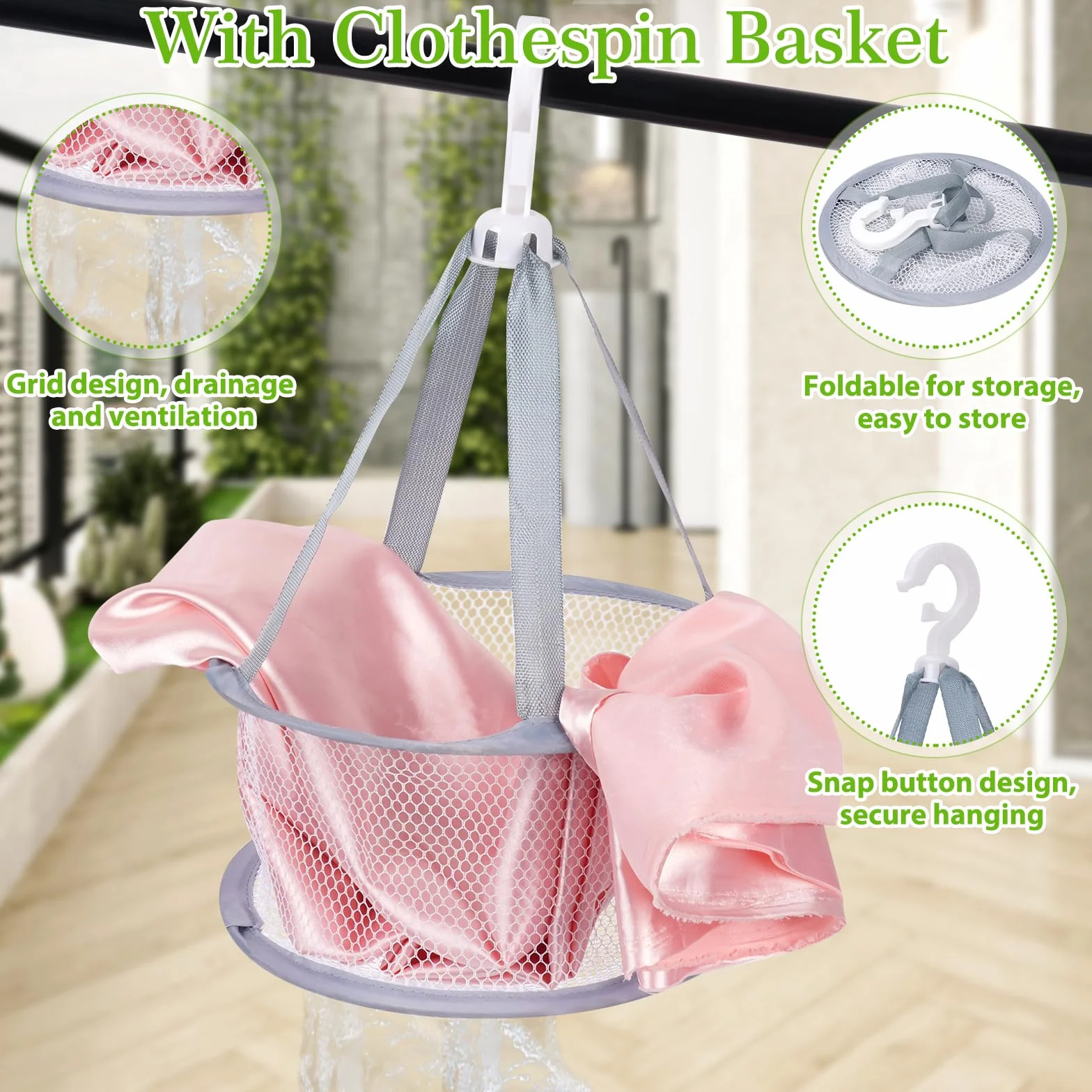 Plastikowe spinacze do bielizny 60 sztuk 4 kolory z koszem