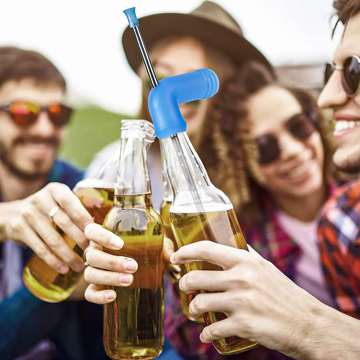 Fajka do piwa ze stali nierdzewnej i TPE, kreatywna rurka do napojów alkoholowych