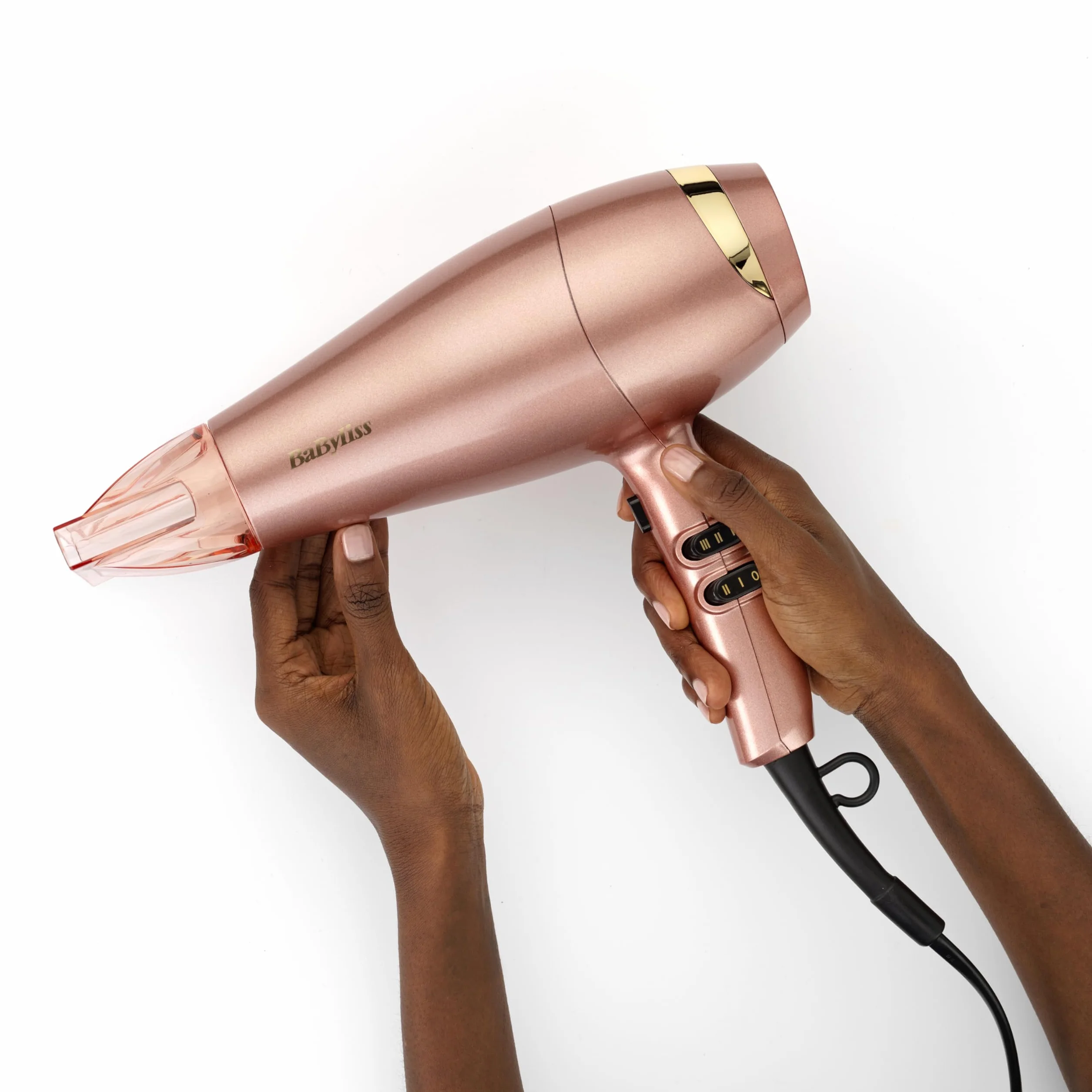 Suszarka BaByliss Rose Gold - 2100 W, jonizacja, lekka podróżna suszarka do włosów, szybko susząca, ceramiczna, 3 ustawienia temperatury i 2 prędkości, srebrna, 5336PE