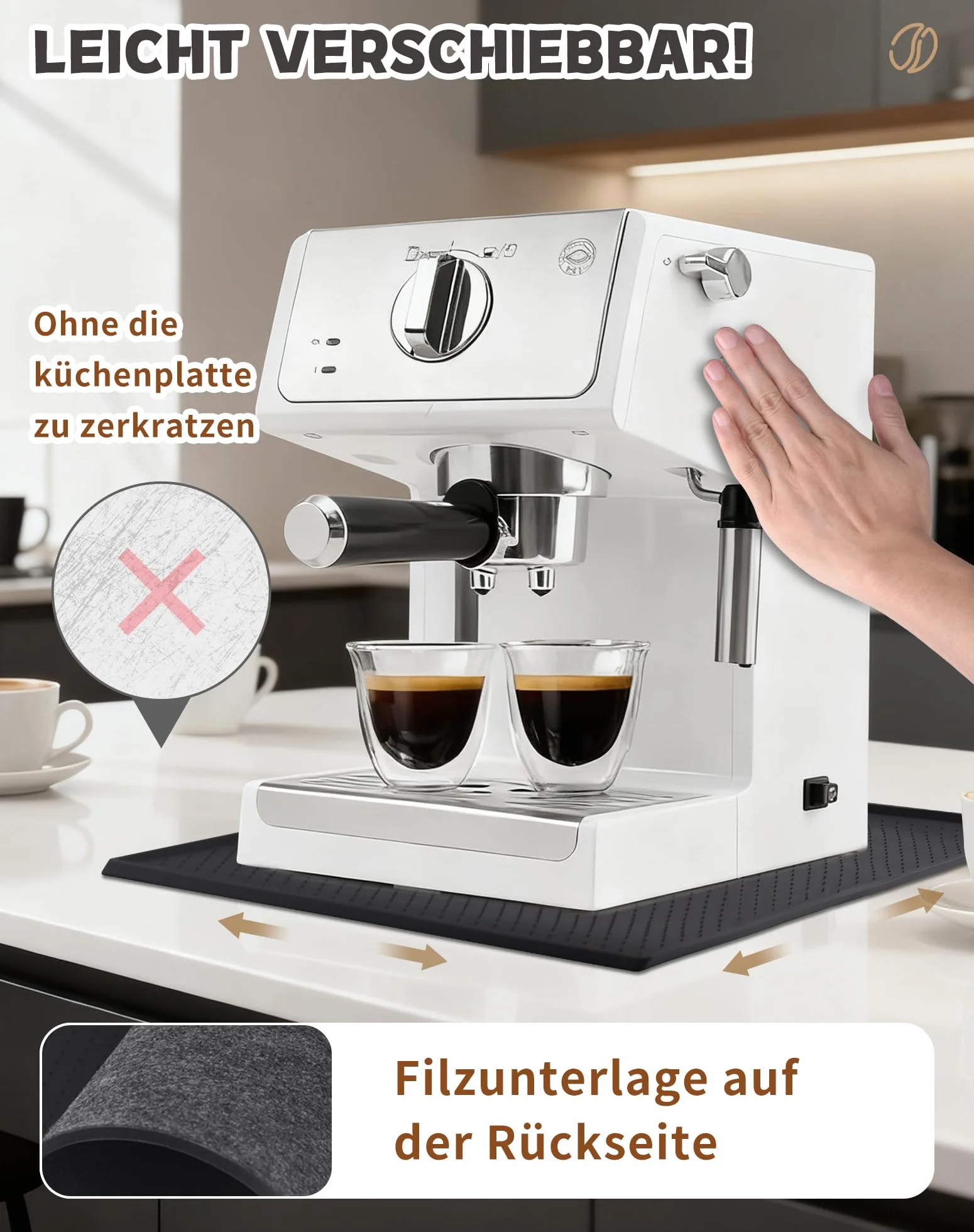 Mata silikonowa pod ekspres do kawy De Longhi Magnifica Philips LatteGo Siemens EQ6 48x30 cm czarna