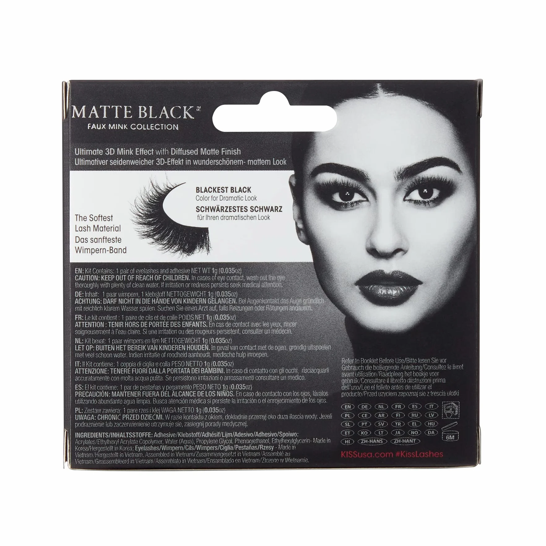 KISS sztuczne rzęsy na pasku Faux Mink 3D Matte Collection - 1 para rzę, 1 klej