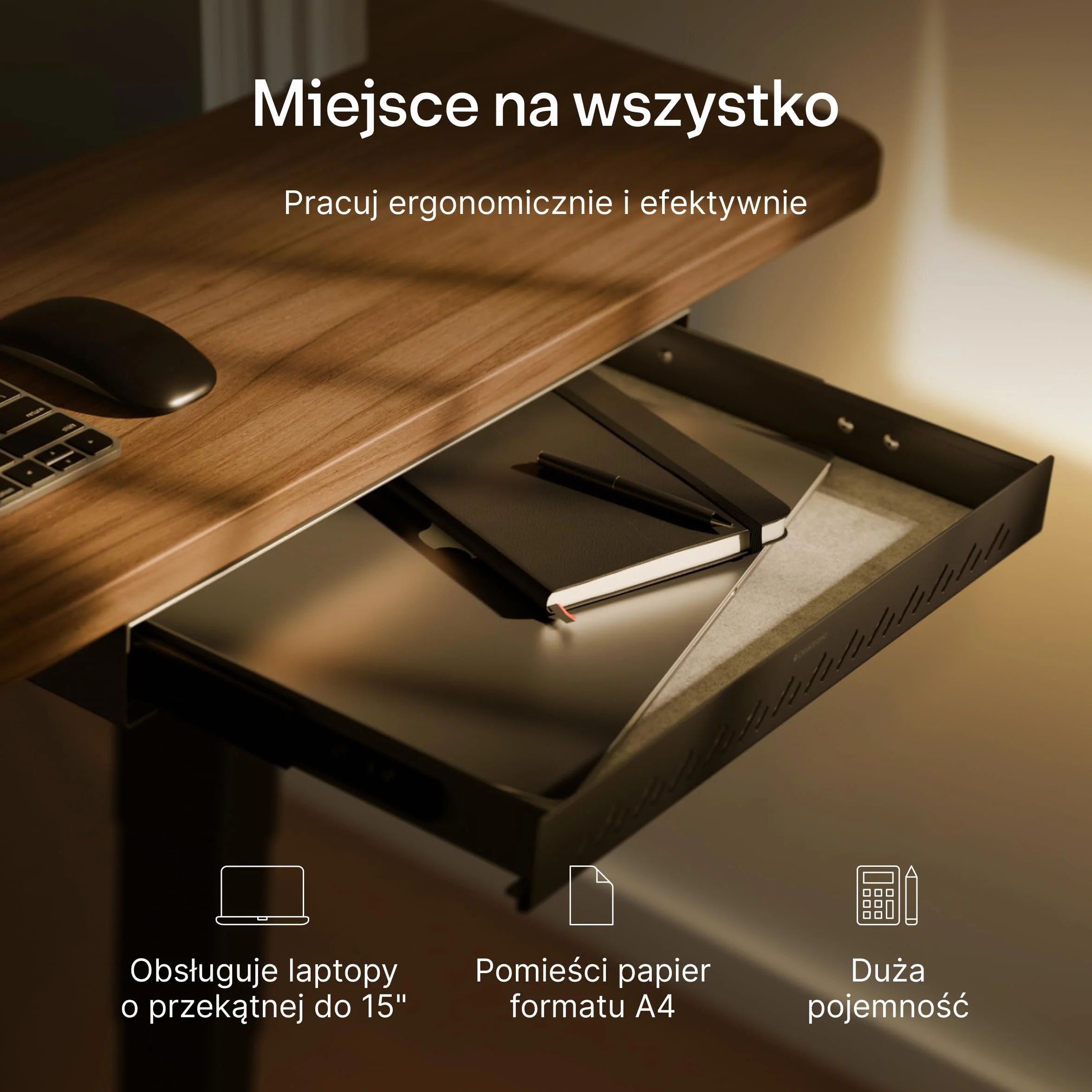 Desktronic Szuflada na biurko metalowa organizer pod biurkiem