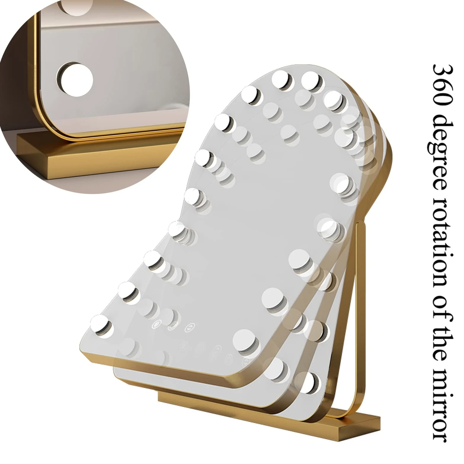 Lustro toaletkowe LED z obracaniem o 360°, sterowanie dotykowe, 3 kolorowe ustawienia światła, idealne do toaletki, łazienki i sypialni, lusterko do makijażu 32 x 44 cm