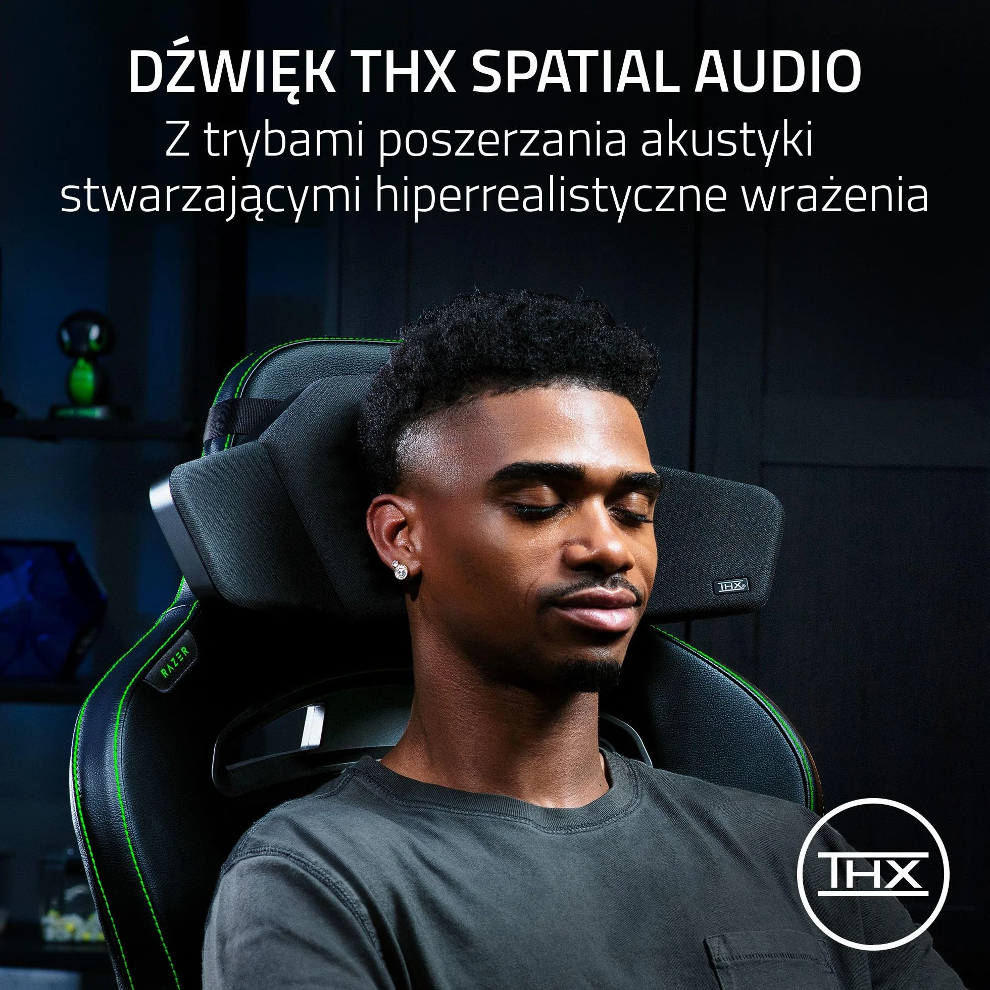 Razer Clio - Bezprzewodowa poduszka na głowę z dźwiękiem przestrzennym THX (wyściełana pluszowa wyściółka, 43 mm pełnozakresowe przetworniki, HyperSpeed Wireless i Bluetooth) Czarny