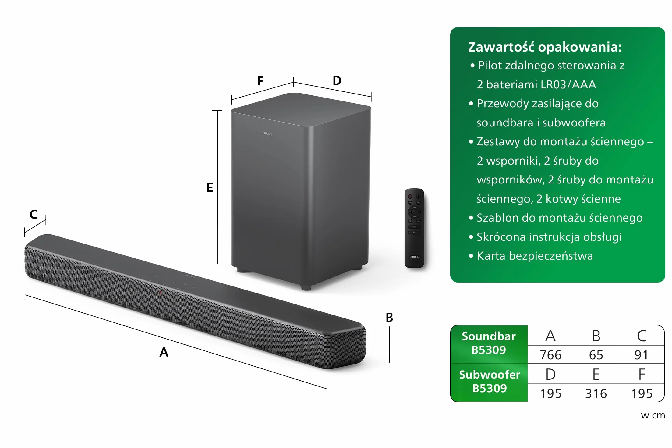 Philips TAB5309 Soundbar 2.1 z bezprzewodowym subwooferem – 2.1-kanalowy, 240 W, DTS Virtual X, Bluetooth 5.4, HDMI ARC, zlacze optyczne i port USB - Ciemnoszary