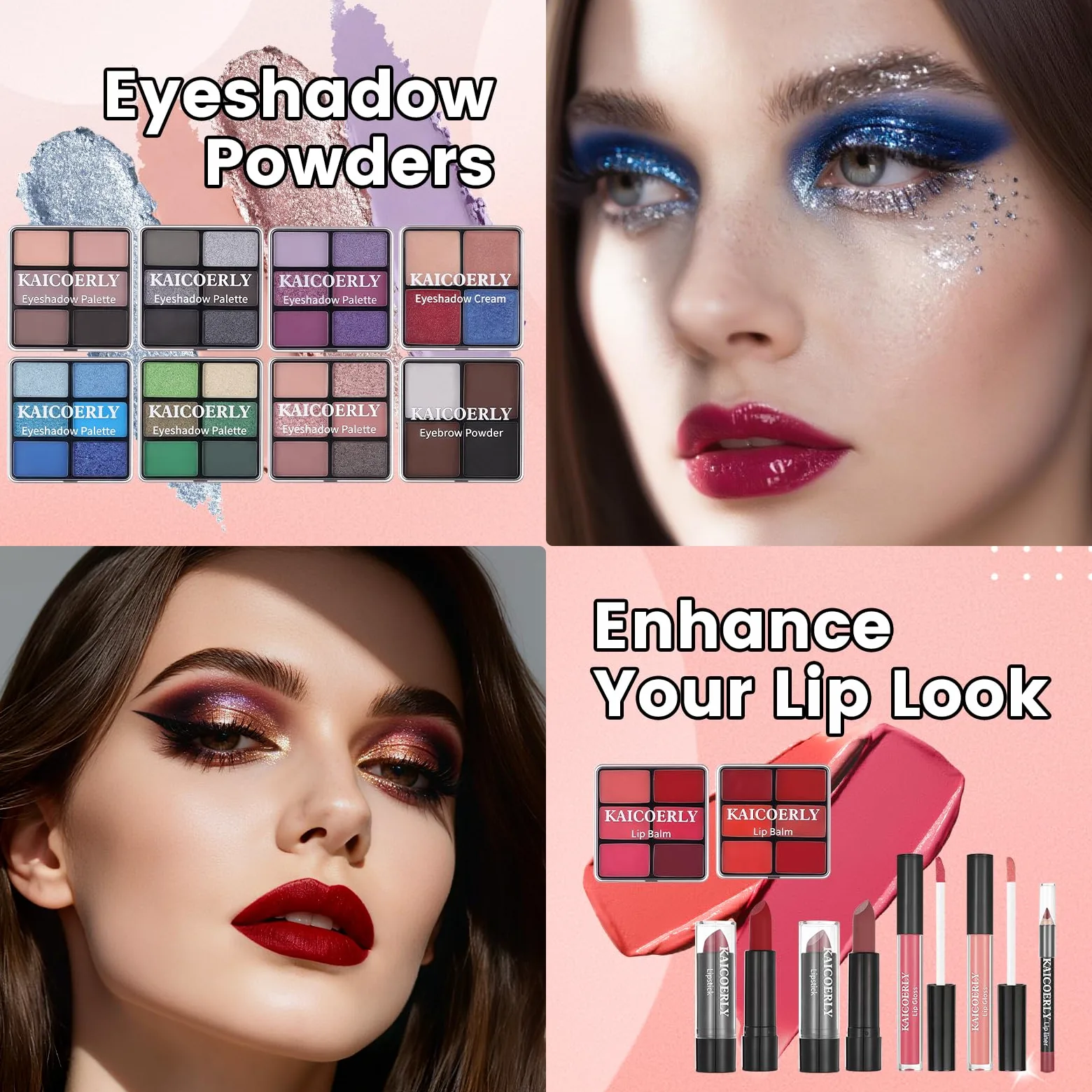 Zestaw do makijażu dla kobiet i dziewcząt, modny zestaw do makijażu dla początkujących profesjonalistów podróżujących z etui, Makeup Essential with Eyeshadow Palette, błyszczyk do ust, tusz do rzęs