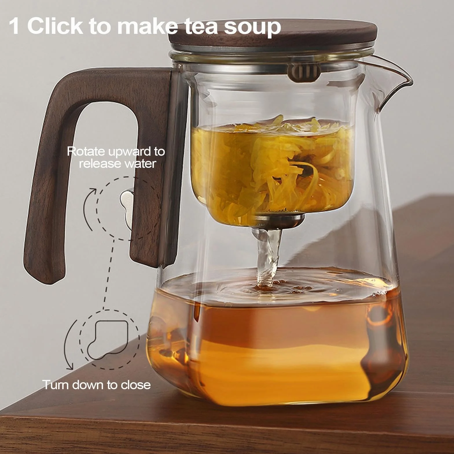 Glass Tea Kettle with Infuser, 8.66x5.51x7.68 Inches, Magnetic Hot Drink Brewer for Home