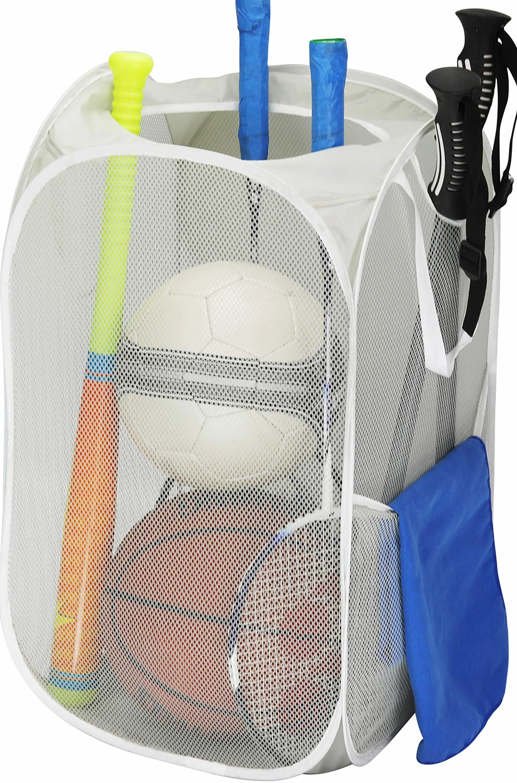 Simple Houseware Mesh Pop-Up Laundry Hamper Basket With Side Pocket, Gray - 2 Pack