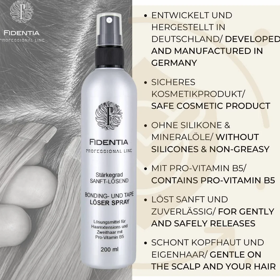 Fidentia Tape Remover | Rozpuszczalnik do kleju do włosów, przedłużania włosów, przedłużania taśmą i peruk, 200ml