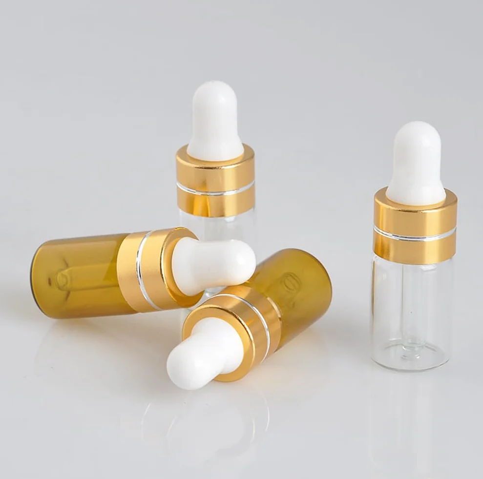 Upstore 12 butelek z zakraplaczem, szklane, 3 ml, do olejków eterycznych, kosmetyków, zakraplacza do oczu, aromaterapii, perfum, próbek ataru