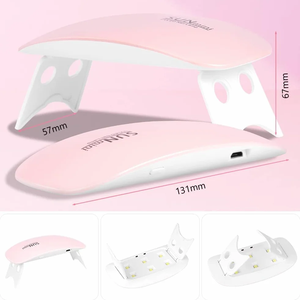 URAQT Profesjonalna lampa UV Led do półtrwałych żelowych paznokci, przenośna maszyna składana, suszarka USB do domu i salonu, idealna do domu i salonu, idealna do żelowych paznokci i wszelkiego