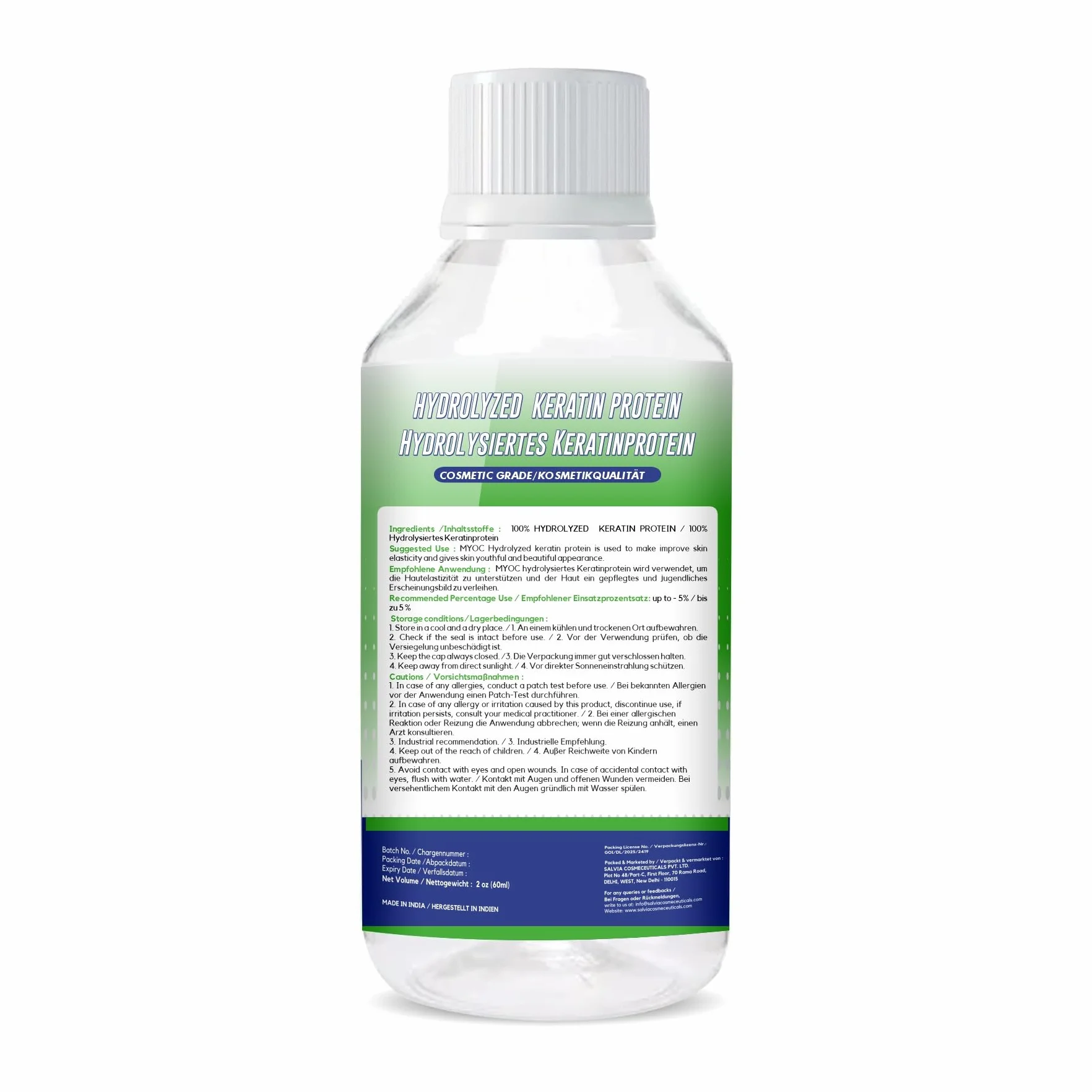 Hydrolizowany keratynowy płyn proteinowy do włosów, 60 ml, wzmacniający i ochronny, redukuje uszkodzenia