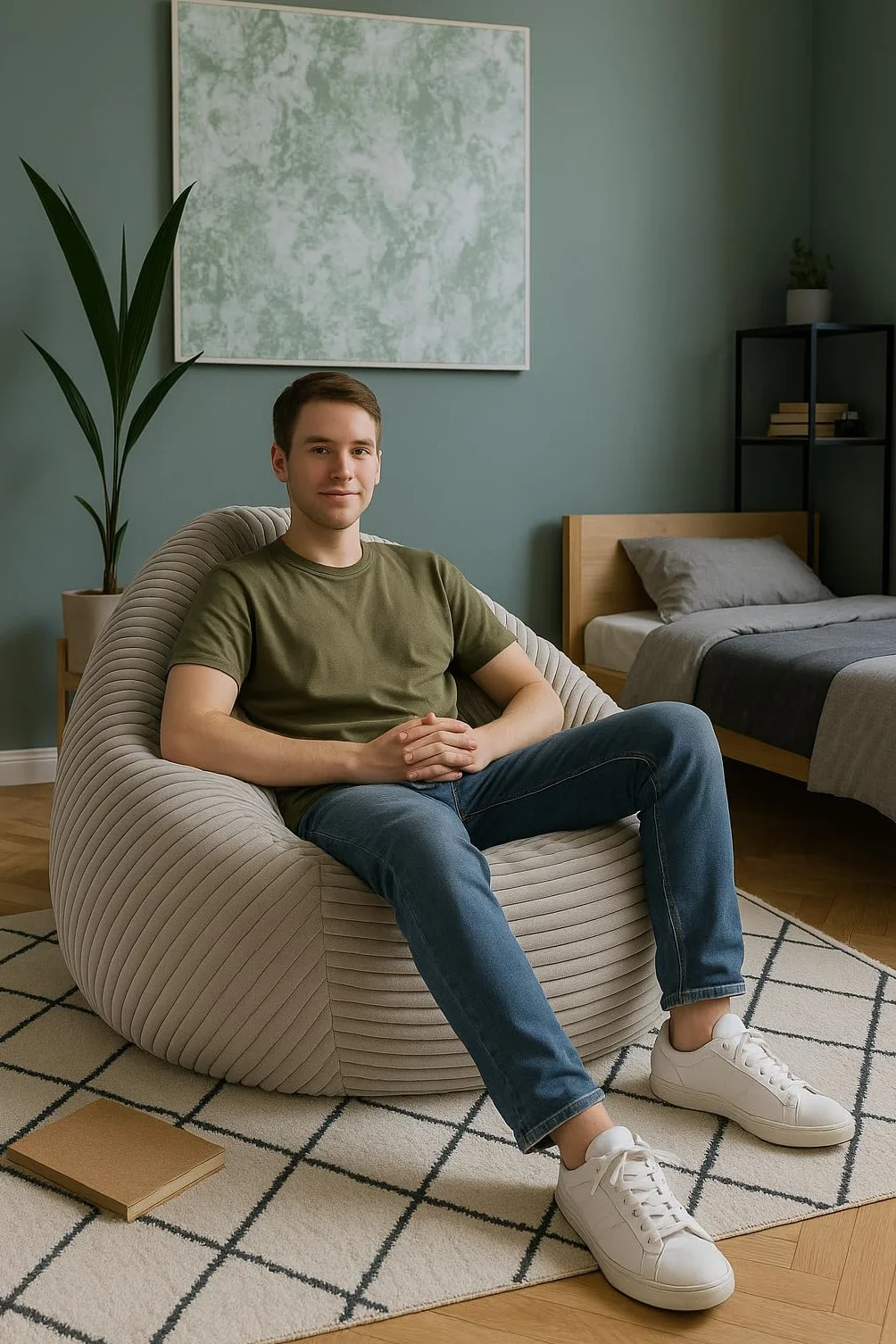 PATCH HOME Worek do siedzenia z szerokiego sztruksu, wypełnienie EPS, 3 rozmiary