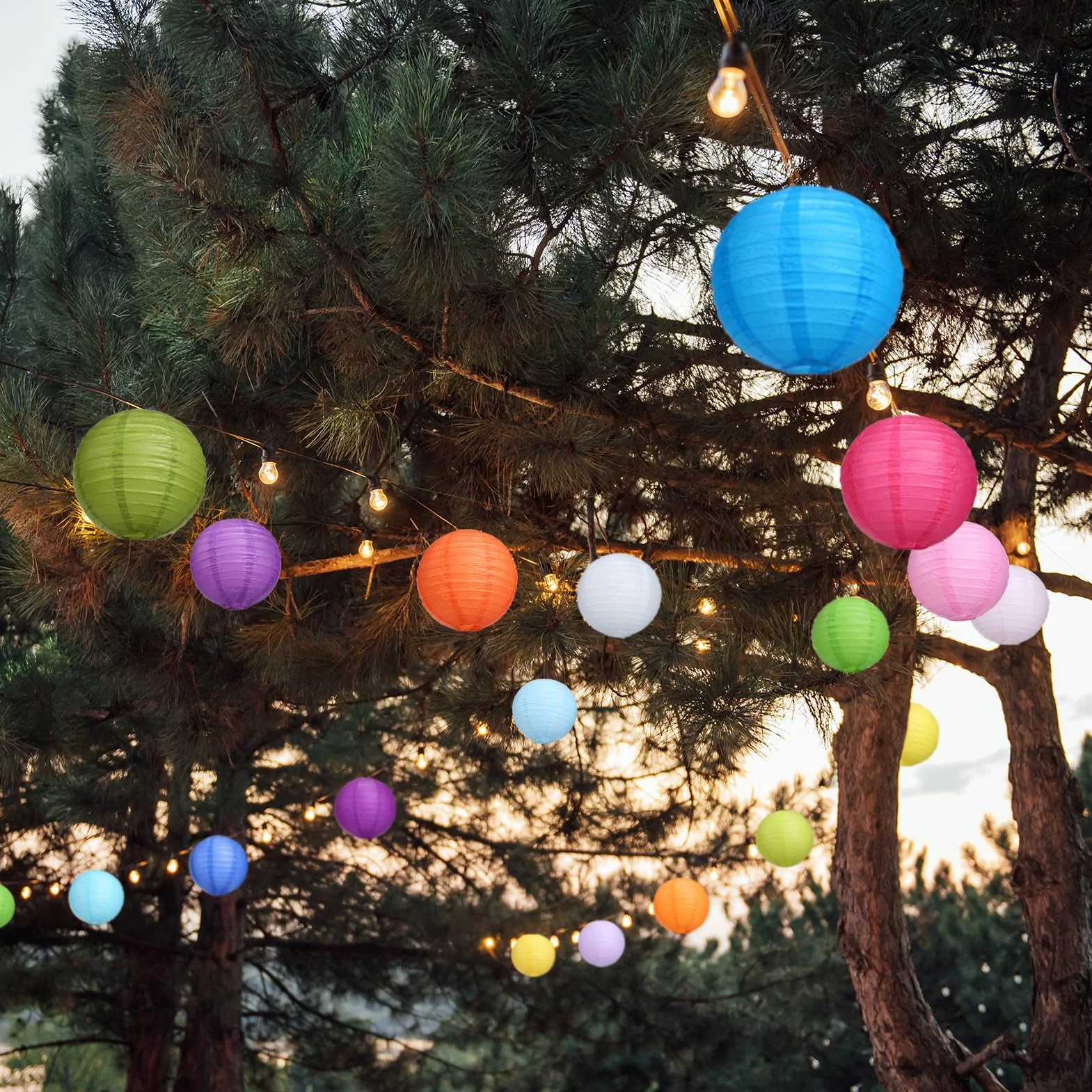 20 sztuk kolorowych papierowych lampionów 20 cm, okrągłe, papierowe lampiony na święta, wesele, Halloween, Boże Narodzenie, imprezę, urodziny, przyjęcie ogrodowe, baby shower, dekoracja do