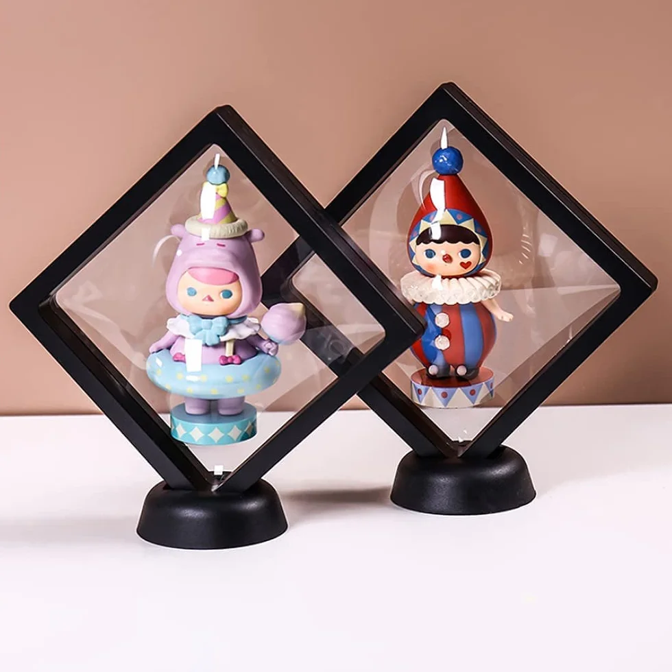 4 sztuki przezroczystych 3D-owych ramek zawieszanych, do wyzwania monet, medalionów, chipów, biżuterii, kolor czarny
