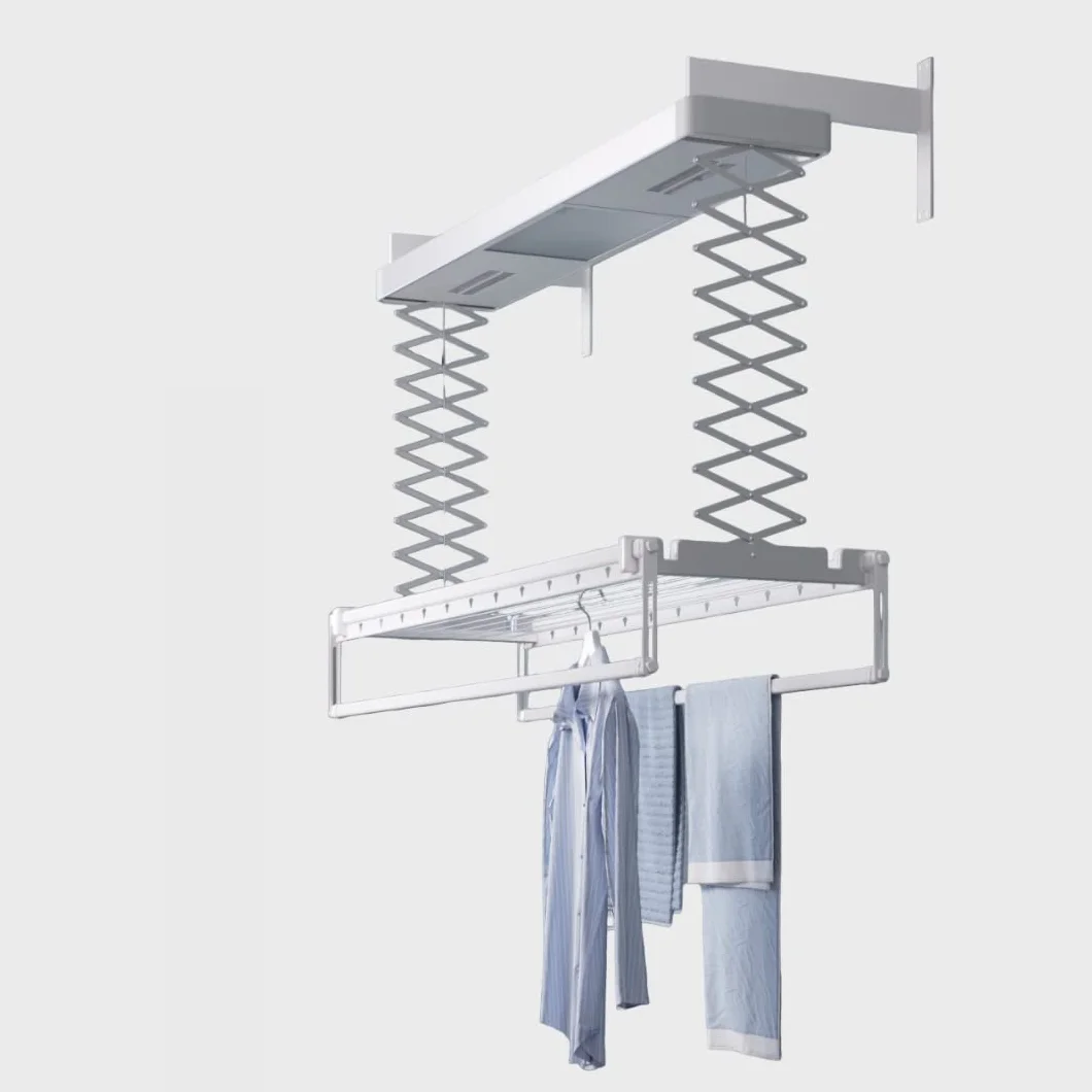 foxydry Pro suszarka sufitowa podgrzewana na pranie, aluminiowa i stalowa suszarka do bielizny z gorącą wentylacją (ze ściany, 160 cm)